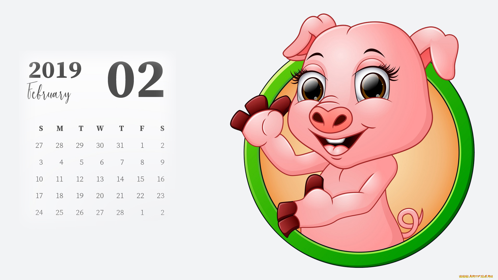 календари, рисованные, , векторная, графика, поросенок, свинья