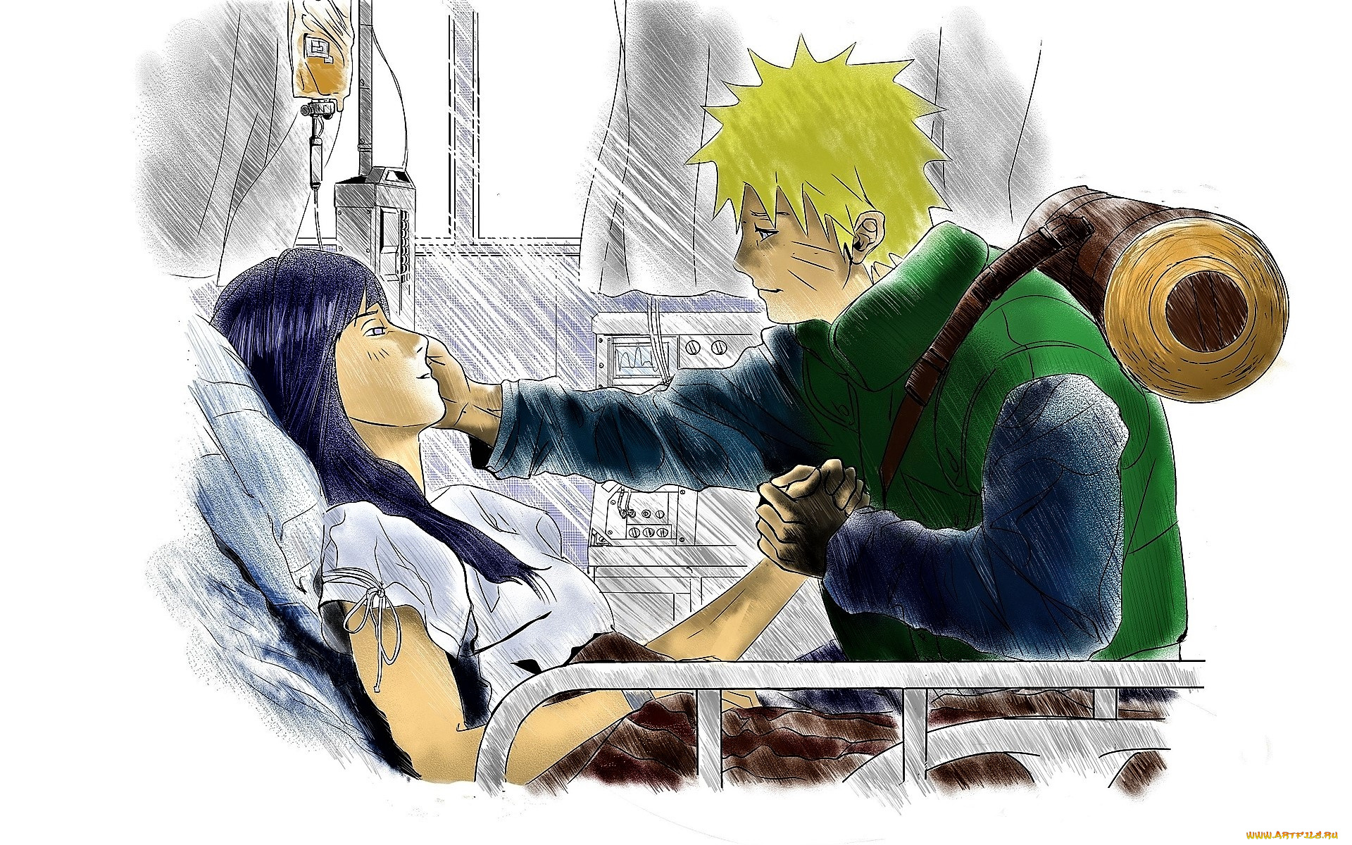 аниме, naruto, больница, наруто, хината