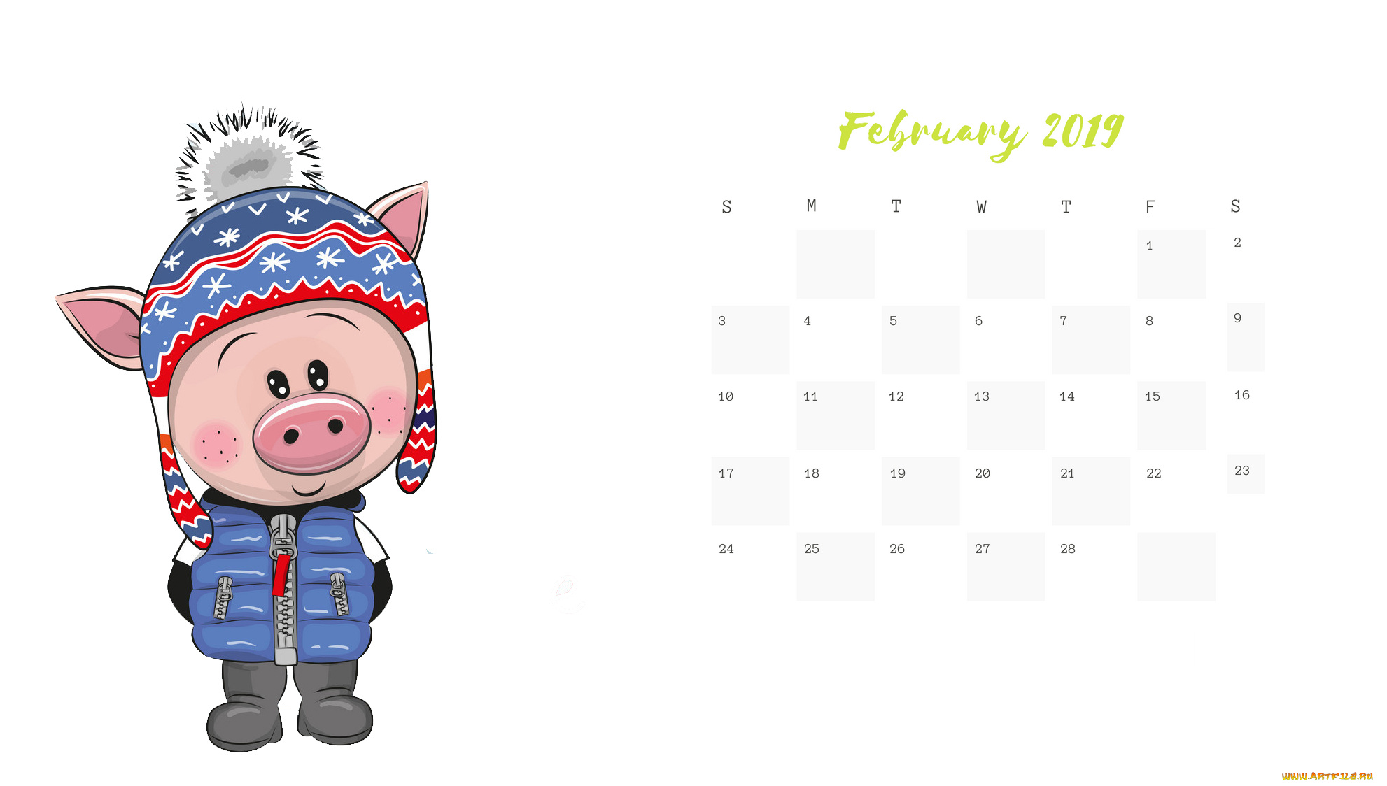 календари, рисованные, , векторная, графика, шапка, поросенок, свинья, куртка