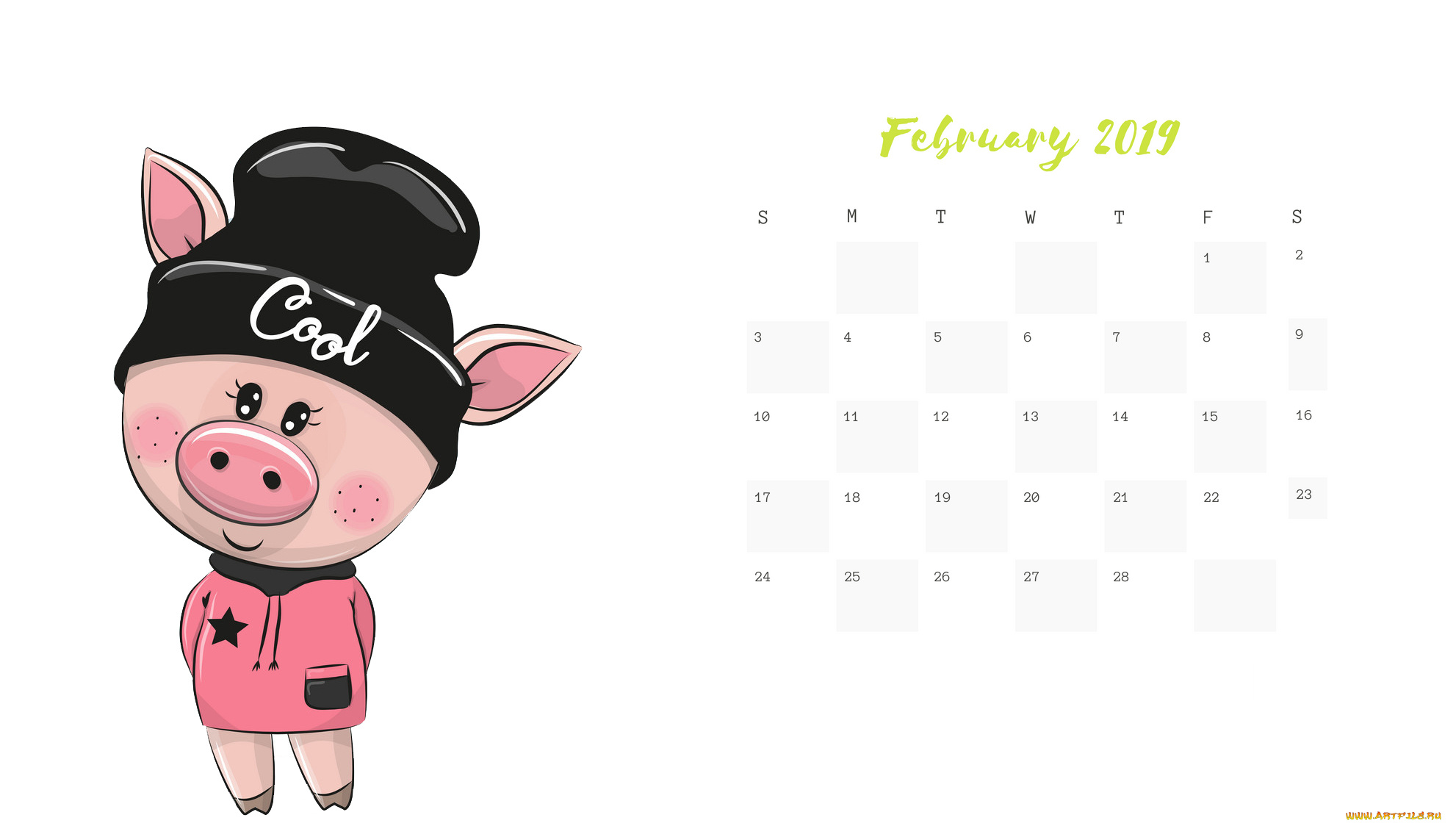 календари, рисованные, , векторная, графика, шапка, свинья, поросенок