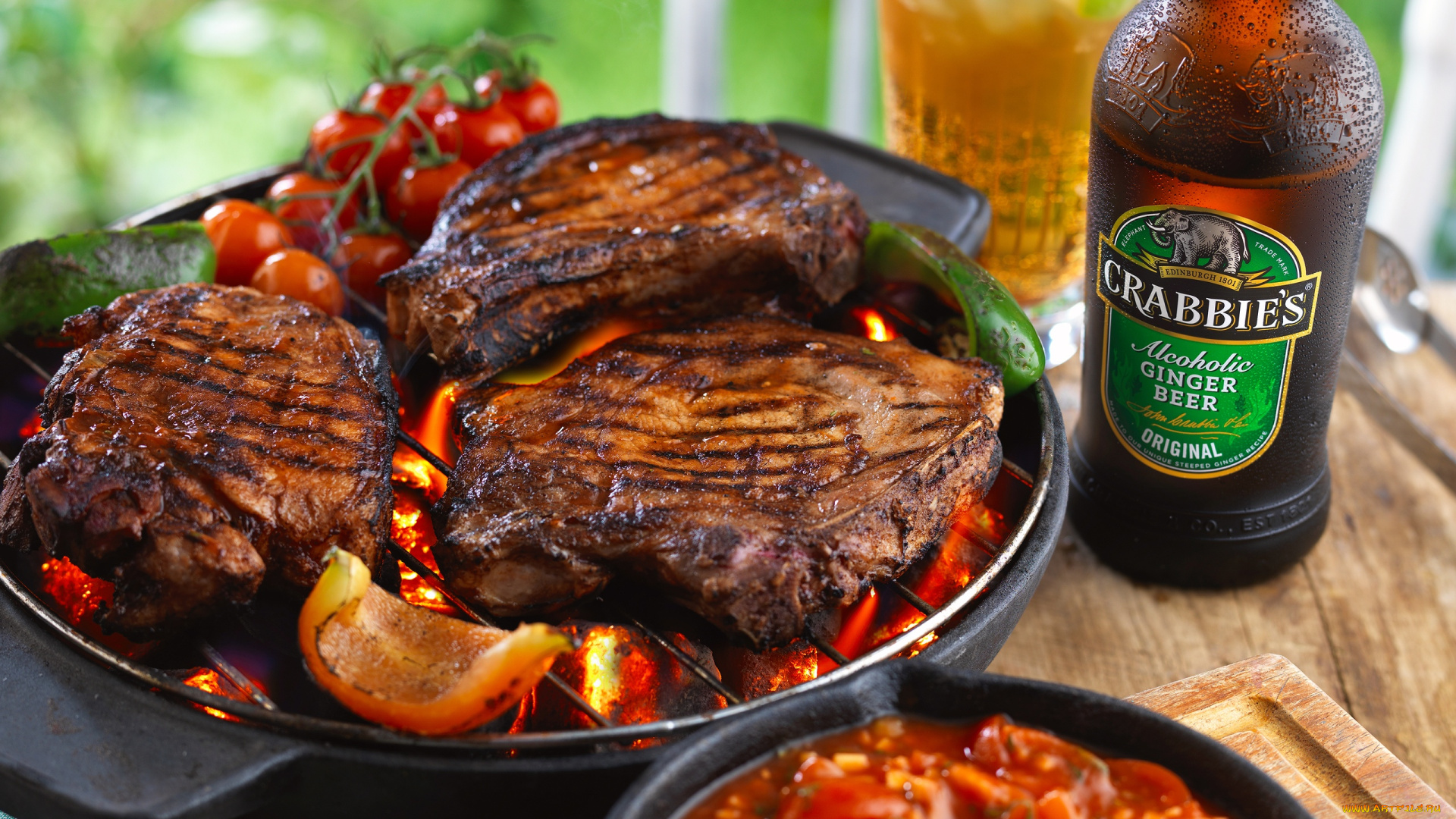 еда, шашлык, , барбекю, гриль, черри, мясо, стейк