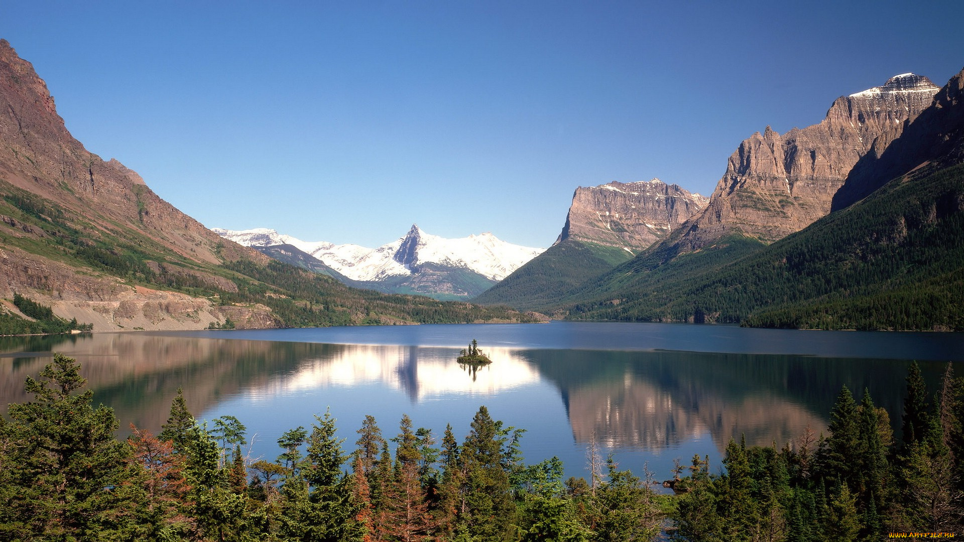 природа, реки, озера, деревья, горы, озеро
