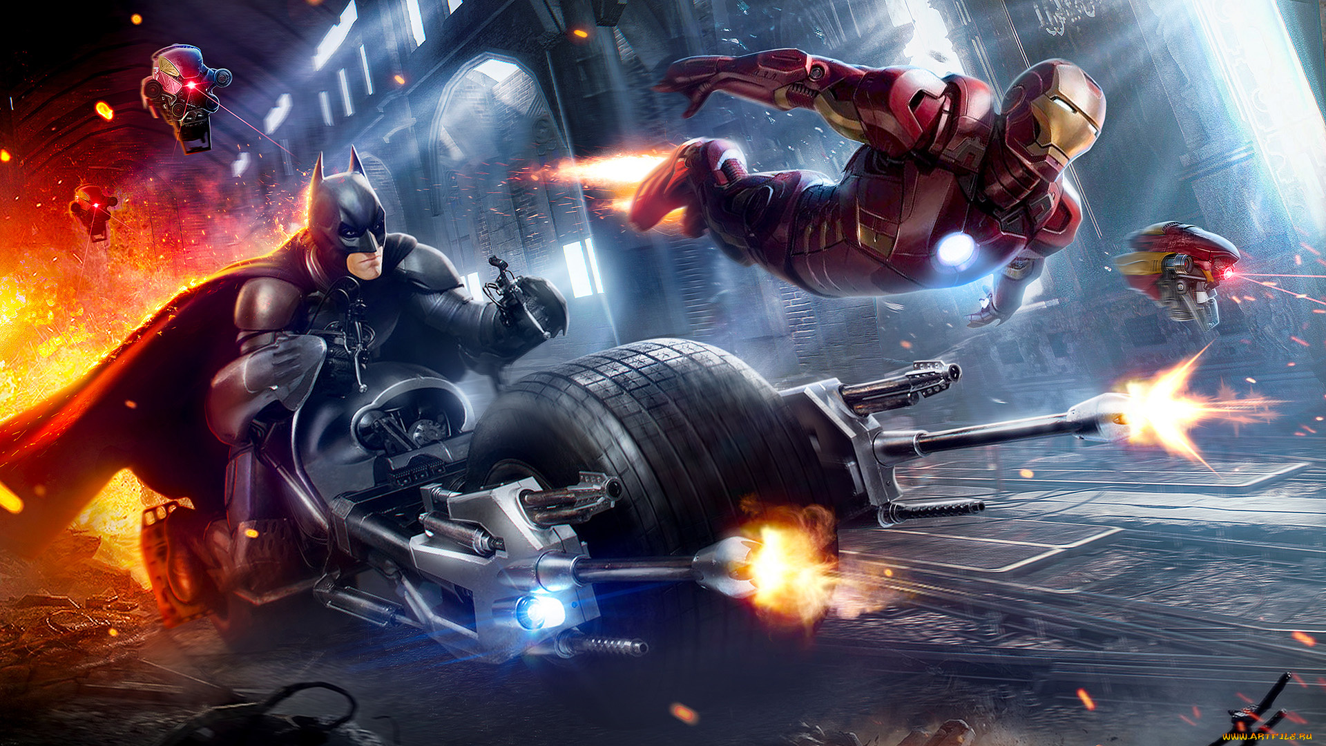 рисованное, кино, batman, iron, man