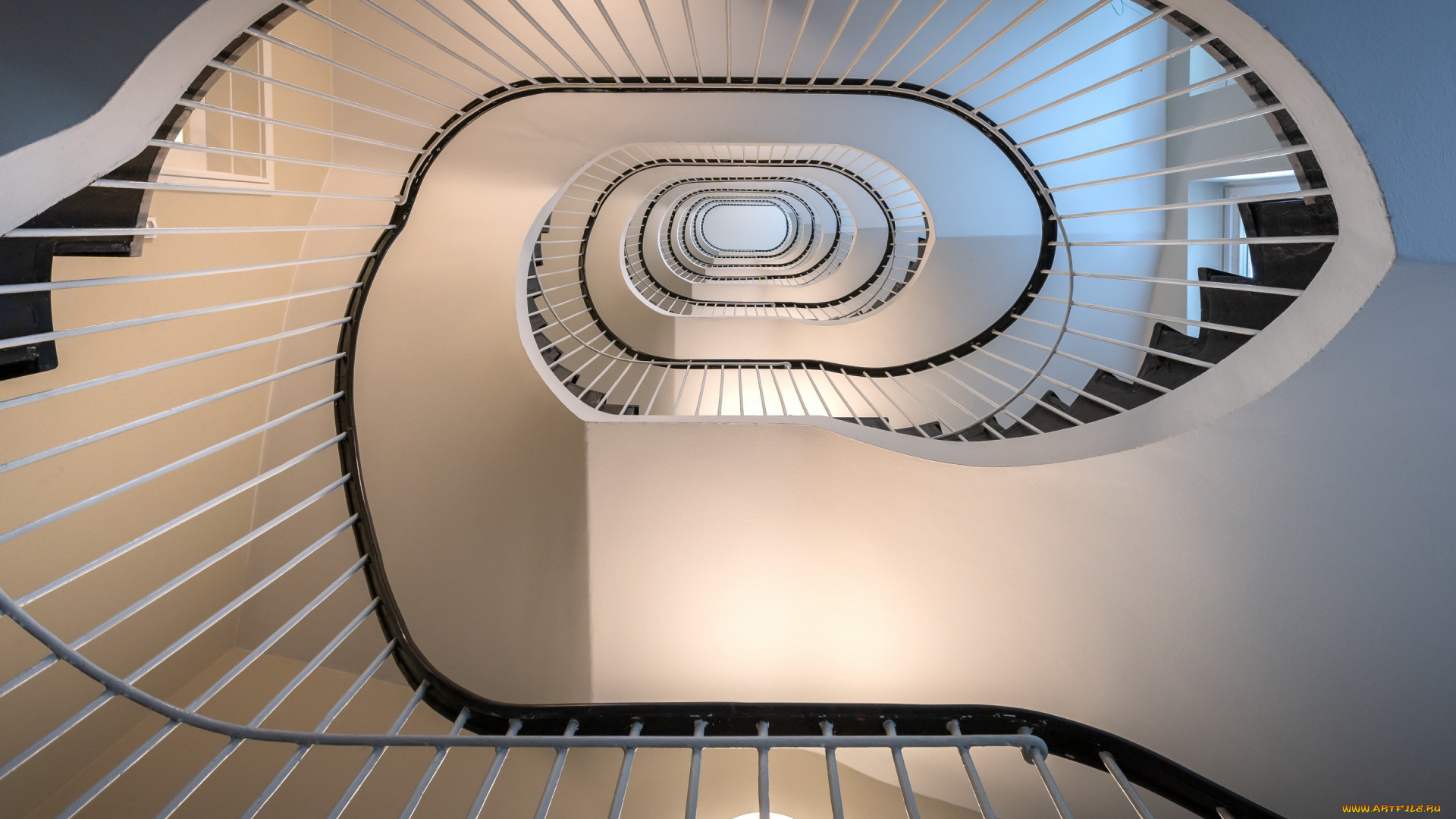 разное, сооружения, , постройки, круговая, лестница, ступеньки, дорожка, наверх, белая