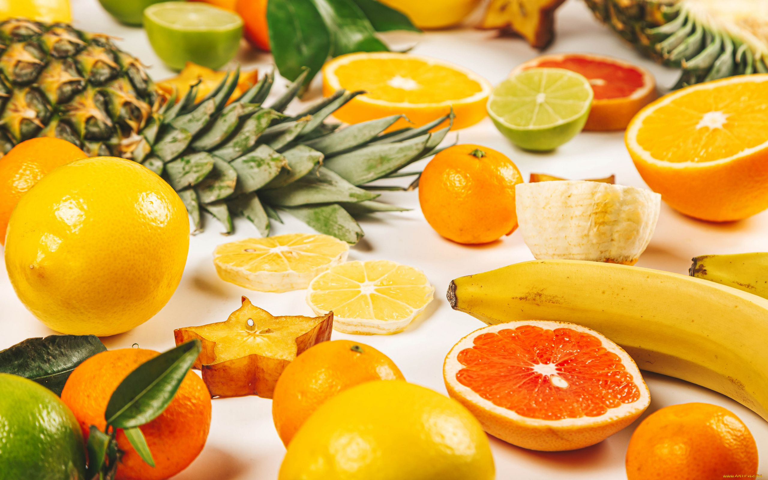 еда, фрукты, , ягоды, ананас, банан, цитрусы