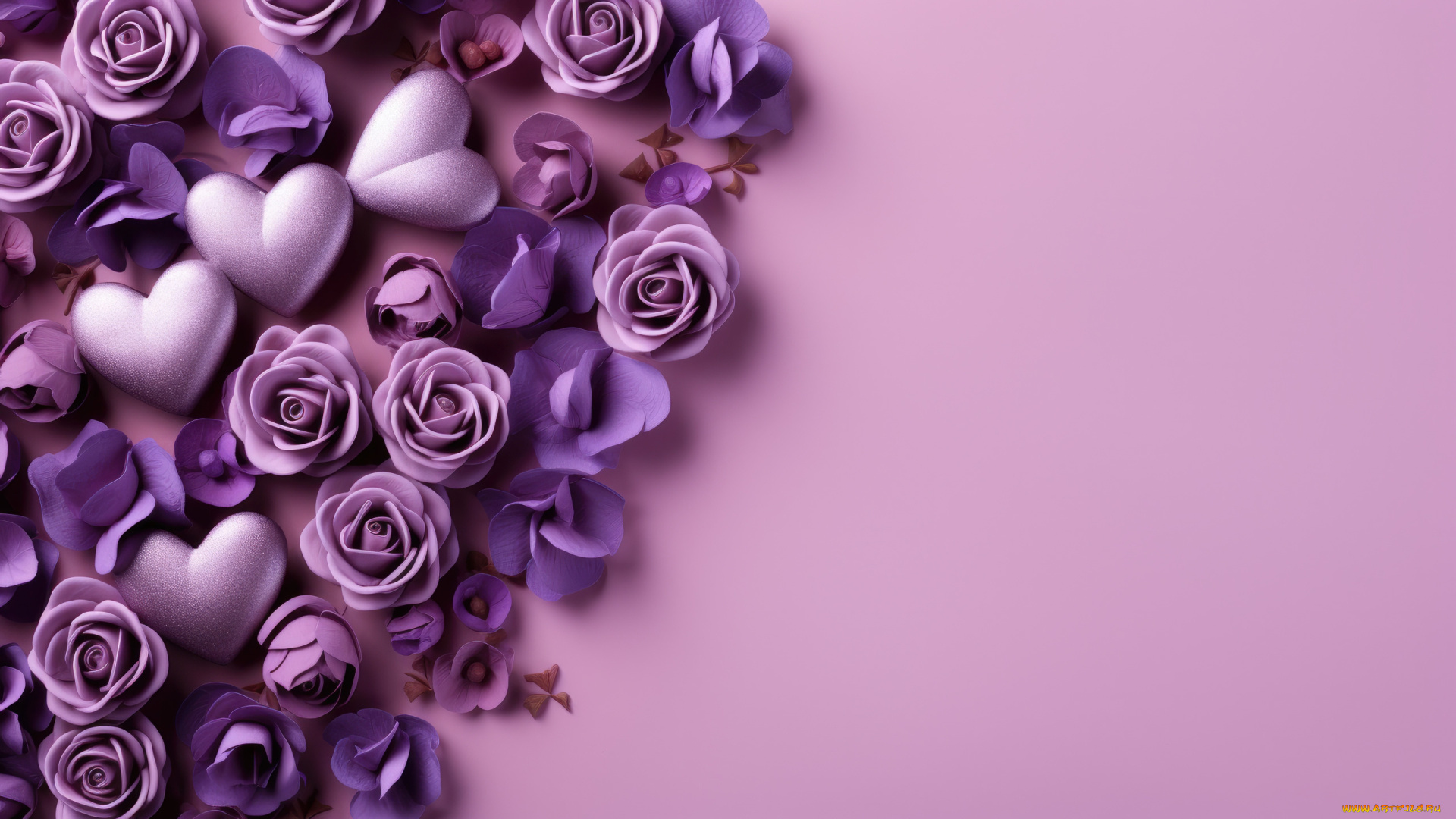 3д, графика, цветы, , flowers, цветы, розы, букет, сердечки, ии-арт, нейросеть