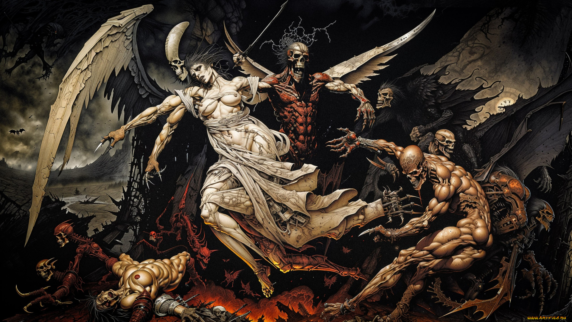 фэнтези, нежить, нейросети, графика, нейроарт, ai, art, нейронные, сети, рисунки, нейро, искусство, нейрографика, graphics, neuroart, neural, networks, drawings, neuro, neurography, скелеты, ангельские, крылья, ангел