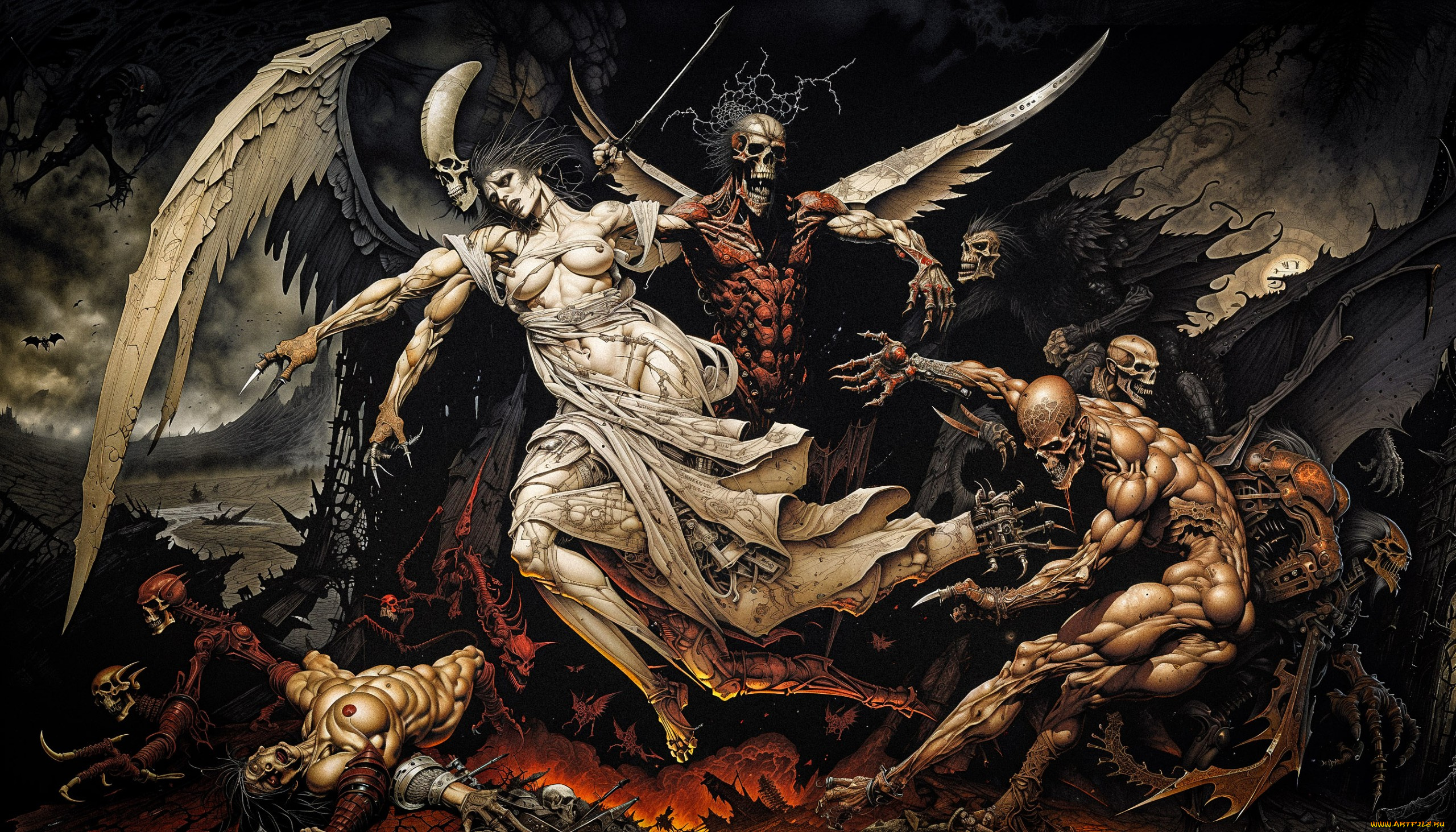 фэнтези, нежить, нейросети, графика, нейроарт, ai, art, нейронные, сети, рисунки, нейро, искусство, нейрографика, graphics, neuroart, neural, networks, drawings, neuro, neurography, скелеты, ангельские, крылья, ангел