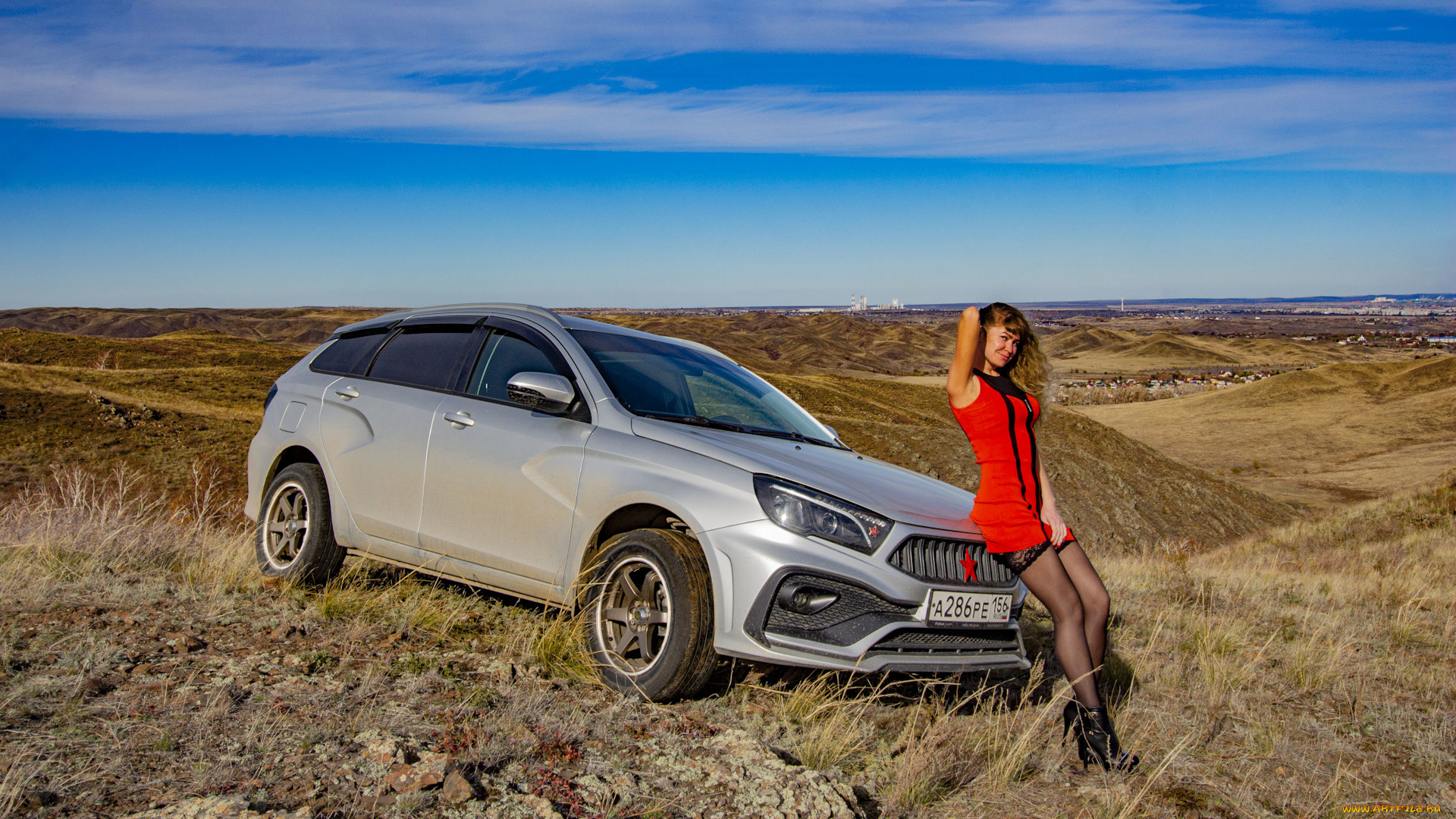 автомобили, -авто, с, девушками, lada, vesta