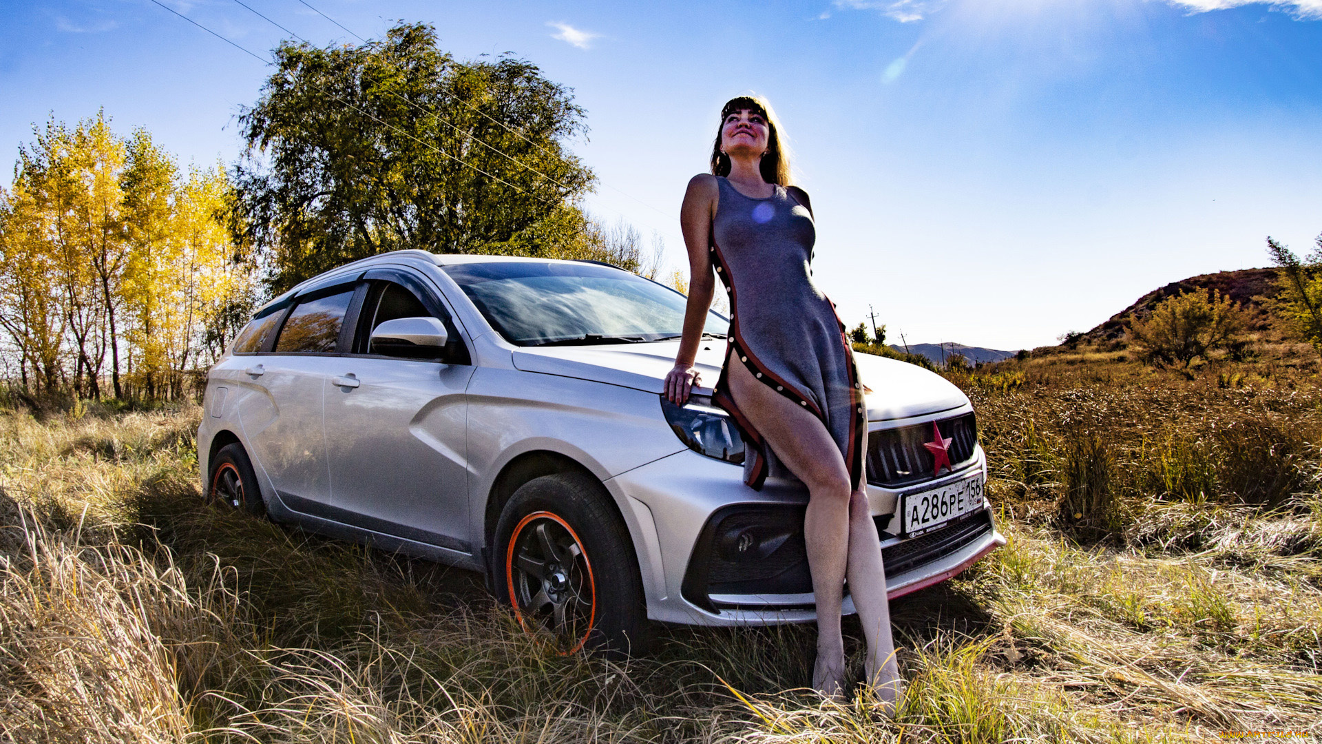 автомобили, -авто, с, девушками, lada, vesta