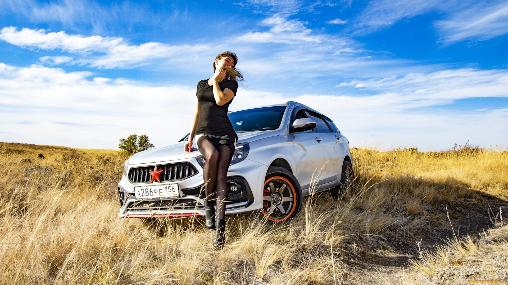 автомобили, -авто, с, девушками, lada, vesta