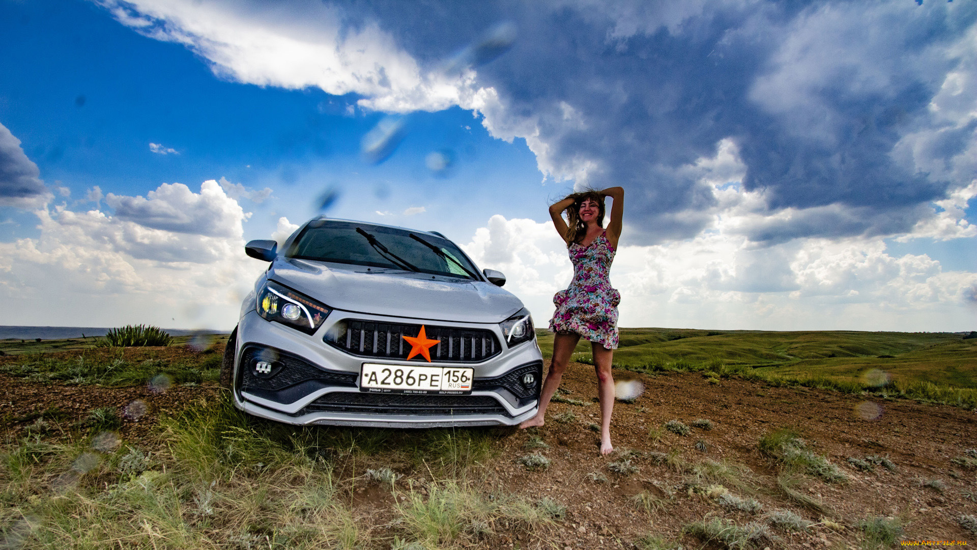 автомобили, -авто, с, девушками, lada, vesta