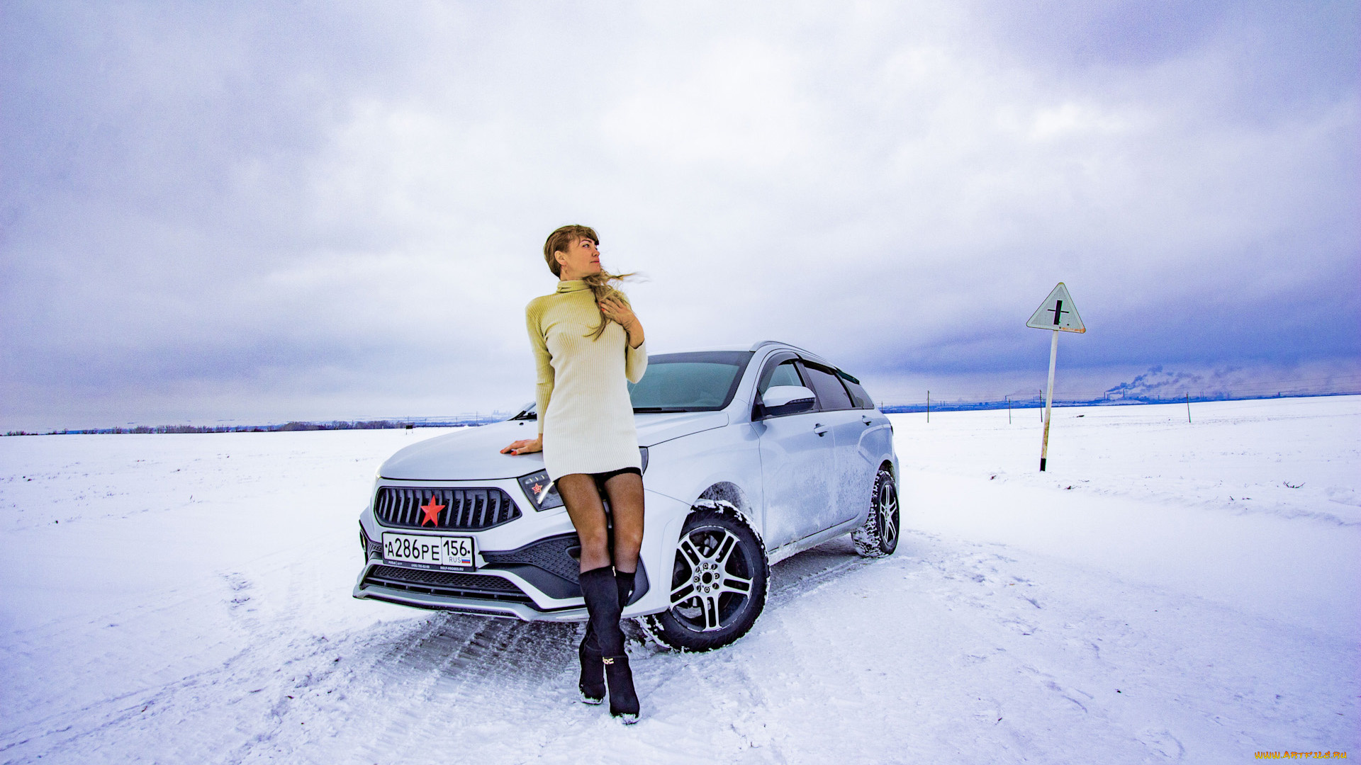 автомобили, -авто, с, девушками, lada, vesta