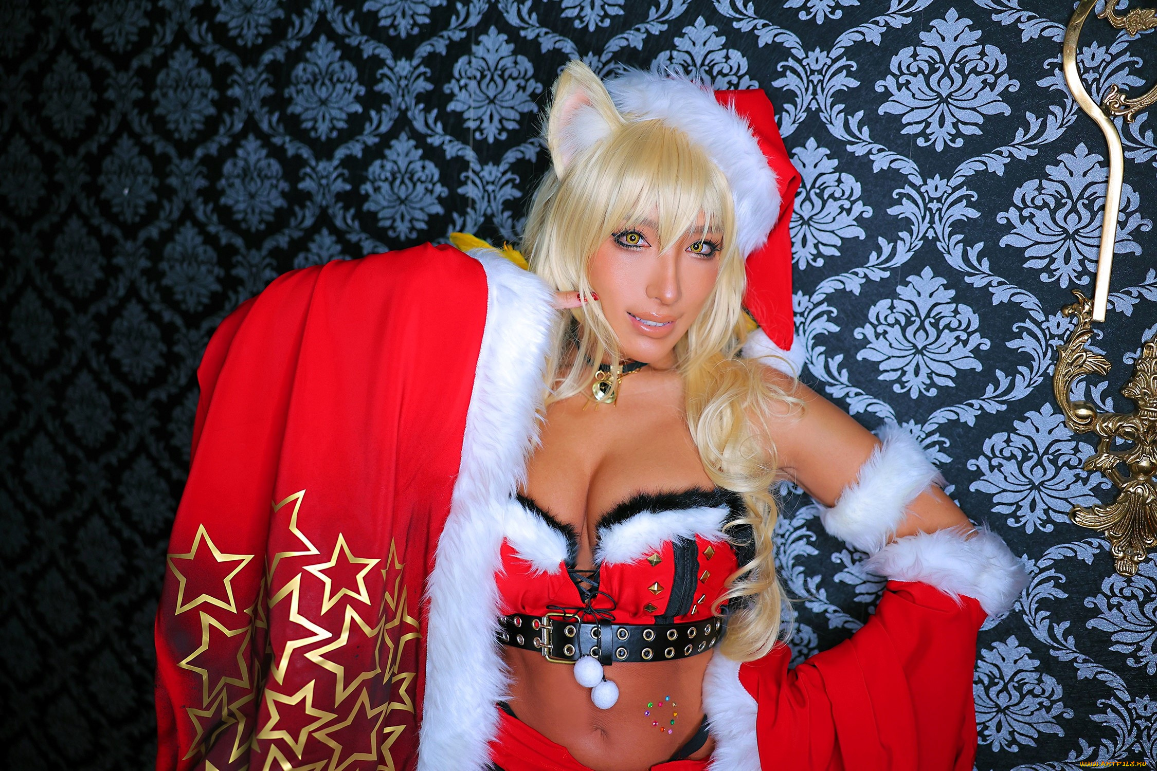 девушки, nonsummerjack, образ, костюм, наряд, косплей, ушки, хвост, узор, рукава