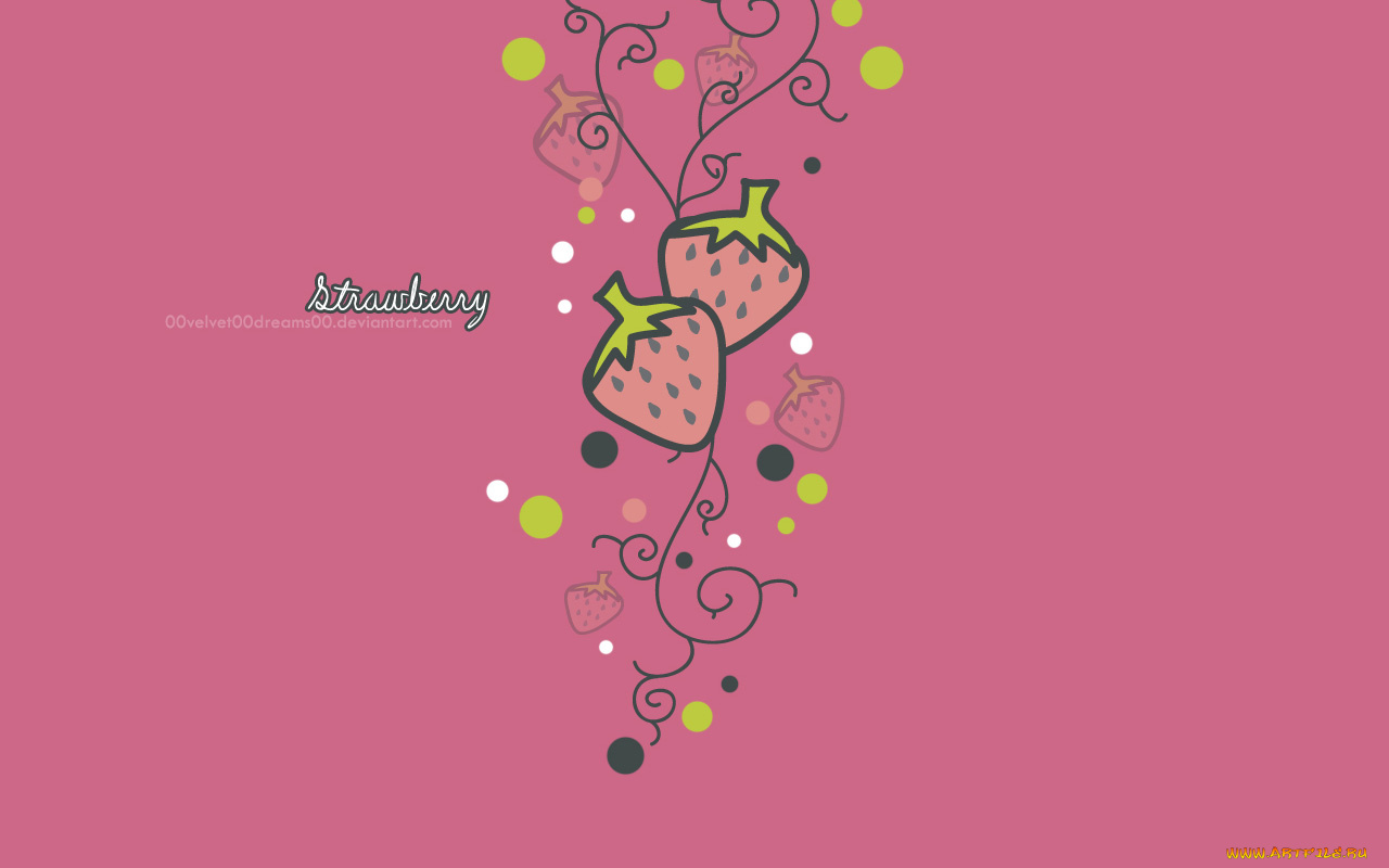 векторная, графика, розовый, фон, клубника, завитушки