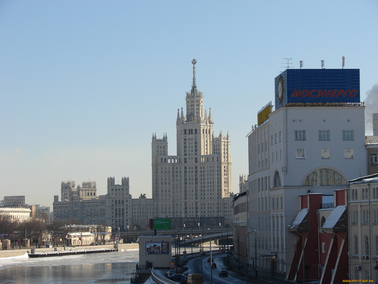 одна, из, московских, высоток, высотка, на, котельнической, набережной, города, москва, россия