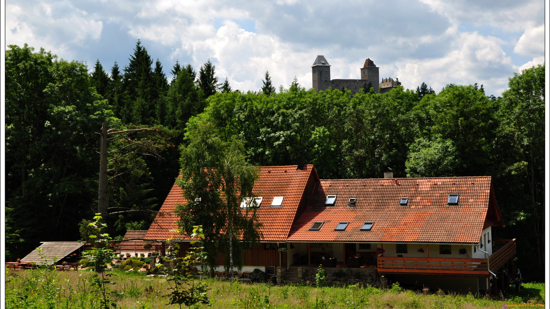 Чехия, кашперске, гори, разное, сооружения, постройки, замок, дом, пейзаж