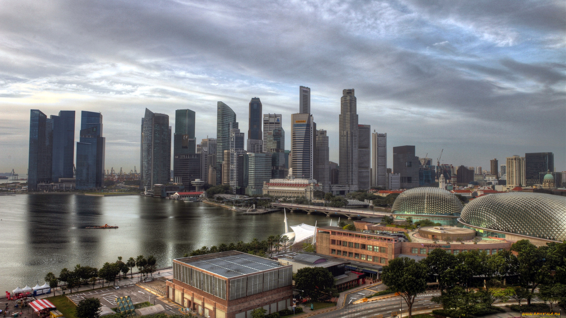 города, сингапур, панорама, здания