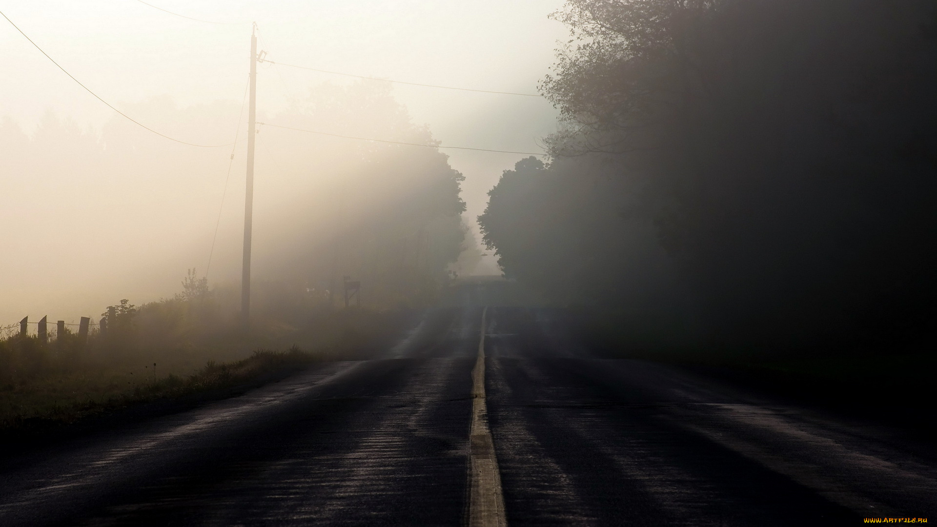 природа, дороги, туман, шоссе, дорога