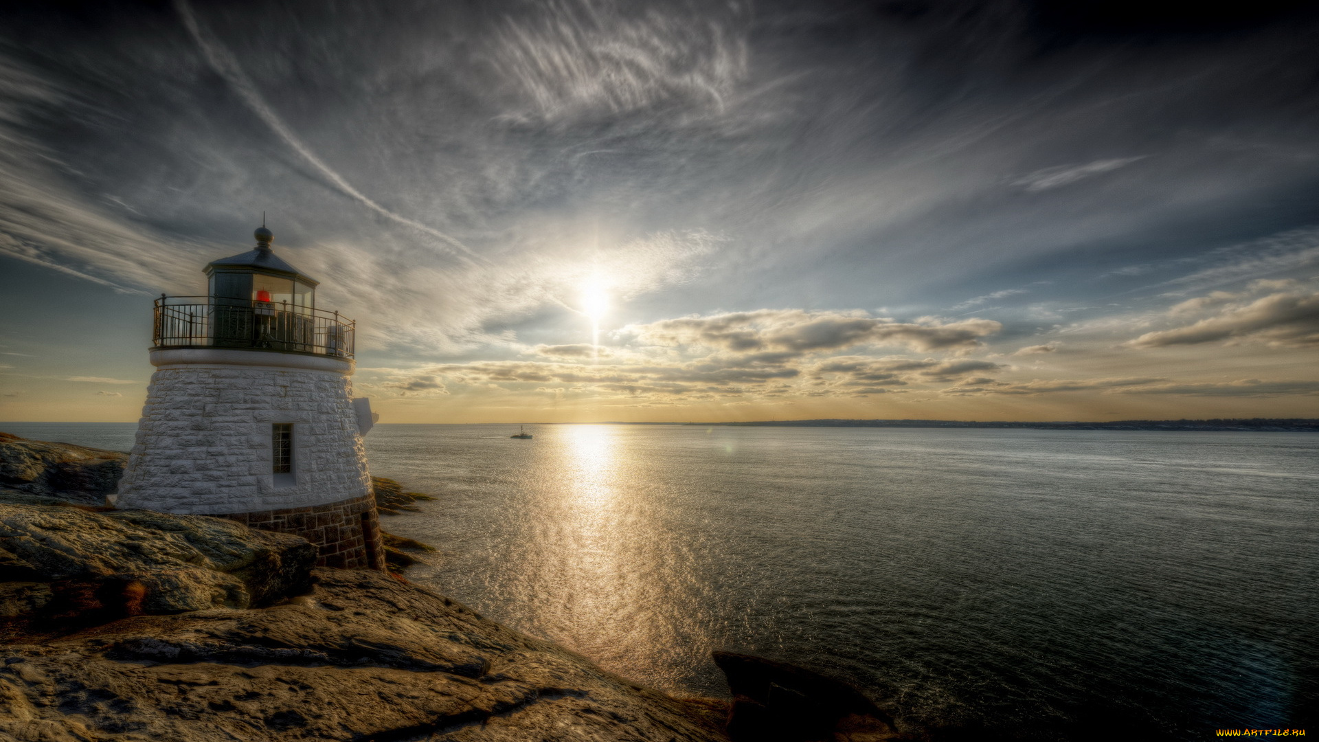 природа, маяки, маяк, океан, облака, солнце