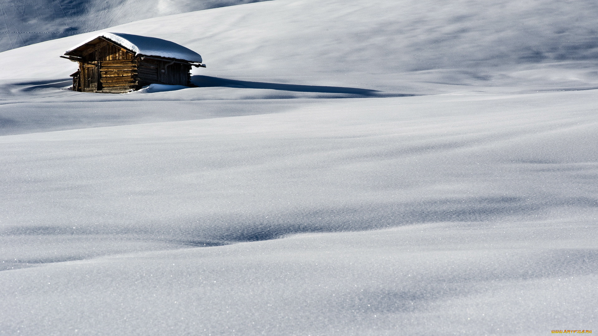 природа, зима, дом, поле, утро