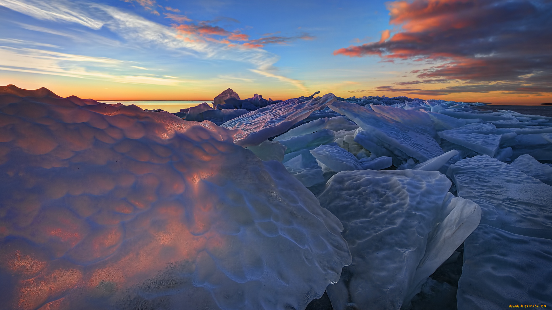 sweden, природа, айсберги, ледники, закат, торос, лёд, швеция