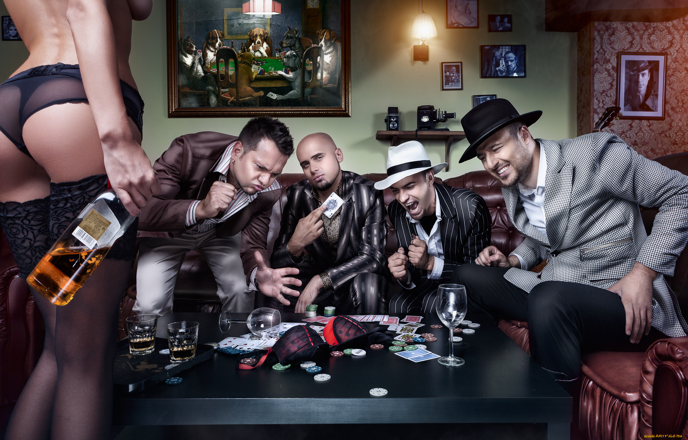 мужчины, unsort, компания, игра, карты, азарт, девушка, виски