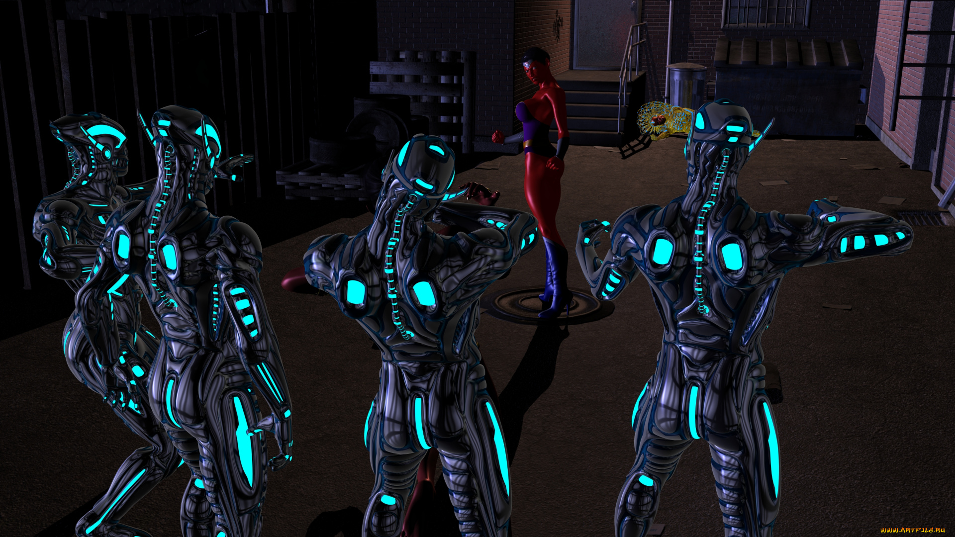 3д, графика, creatures, , существа, роботы, супермен