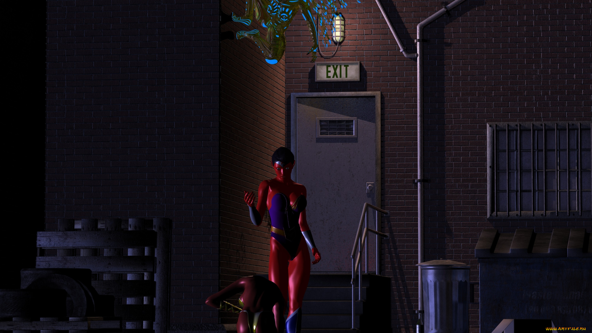 3д, графика, creatures, , существа, улица, супермен