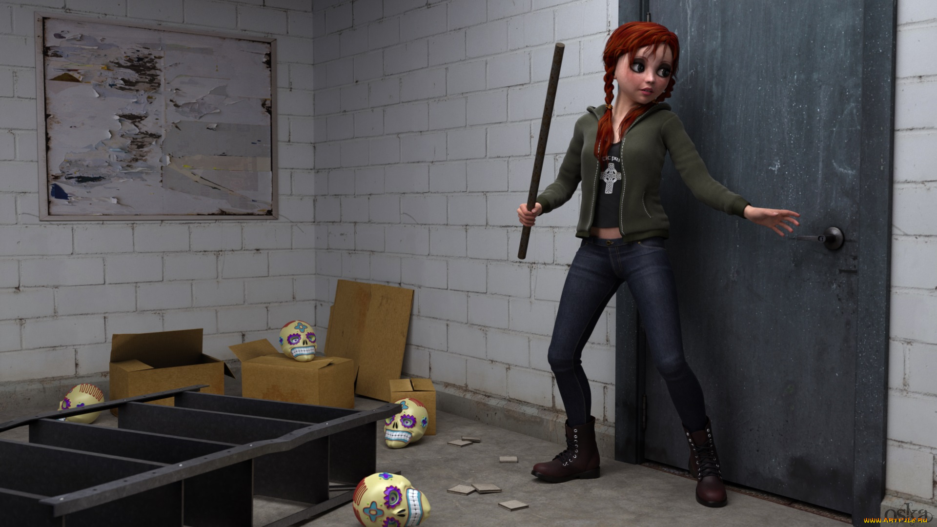 3д, графика, fantasy, , фантазия, девушка, дверь