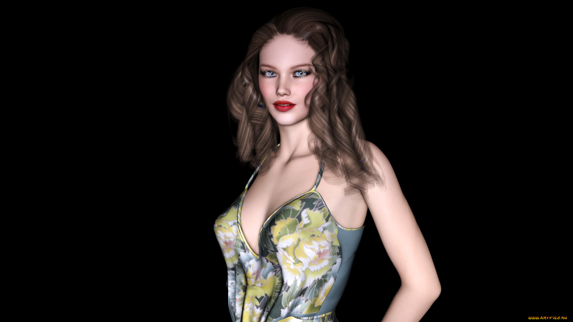 3д, графика, people, , люди, девушка, фон, взгляд