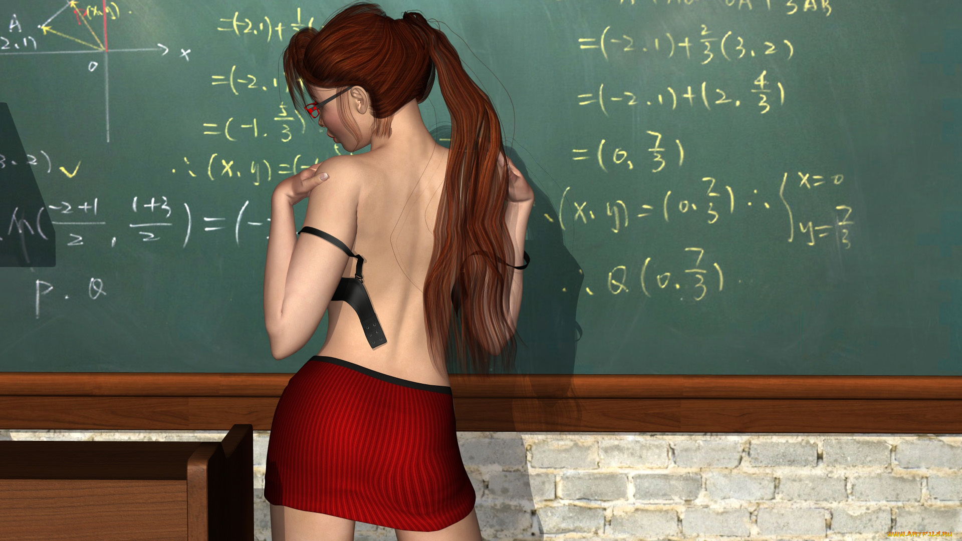 3д, графика, people, , люди, очки, доска, учительница