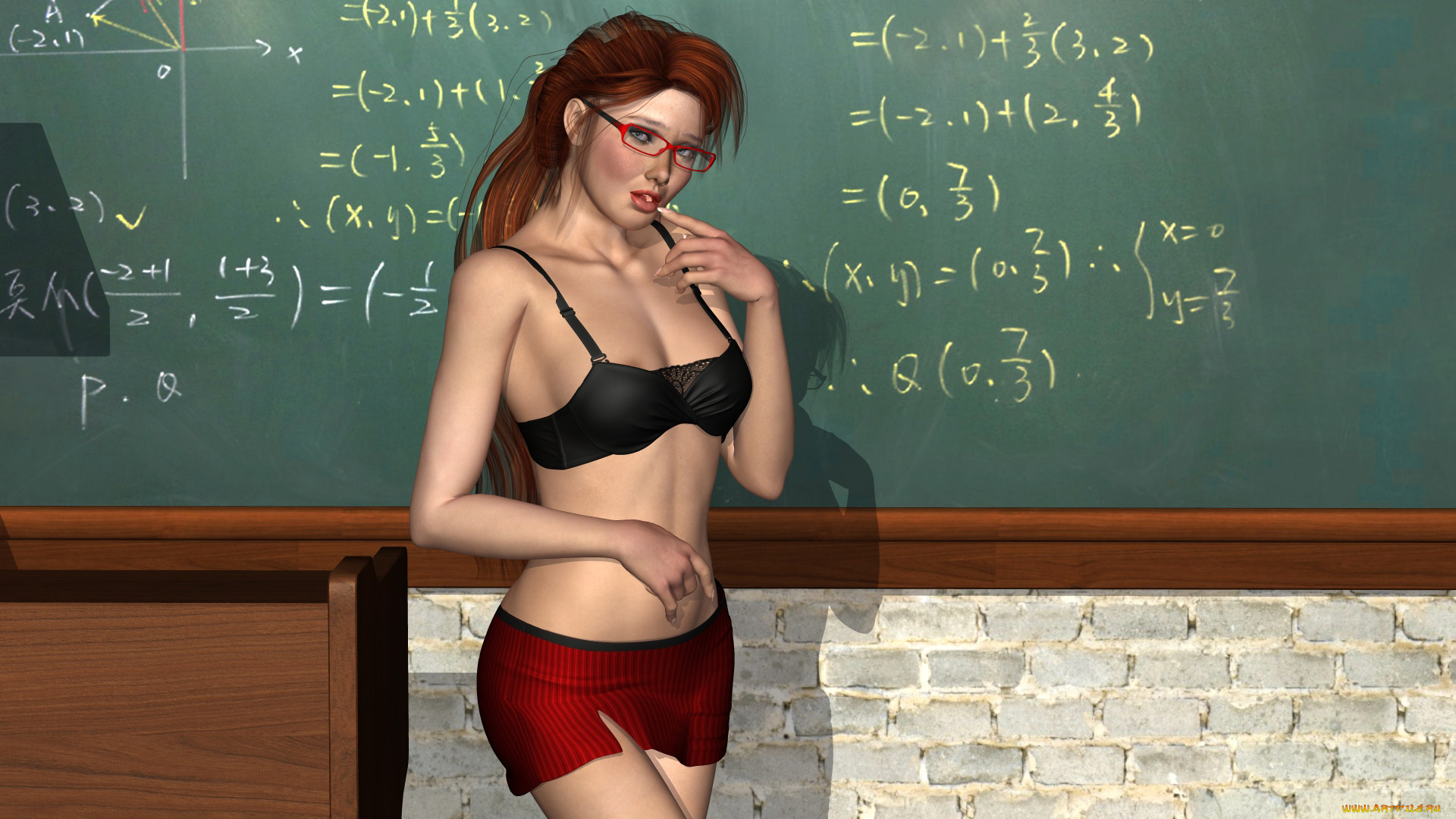 3д, графика, people, , люди, учительница, очки, доска