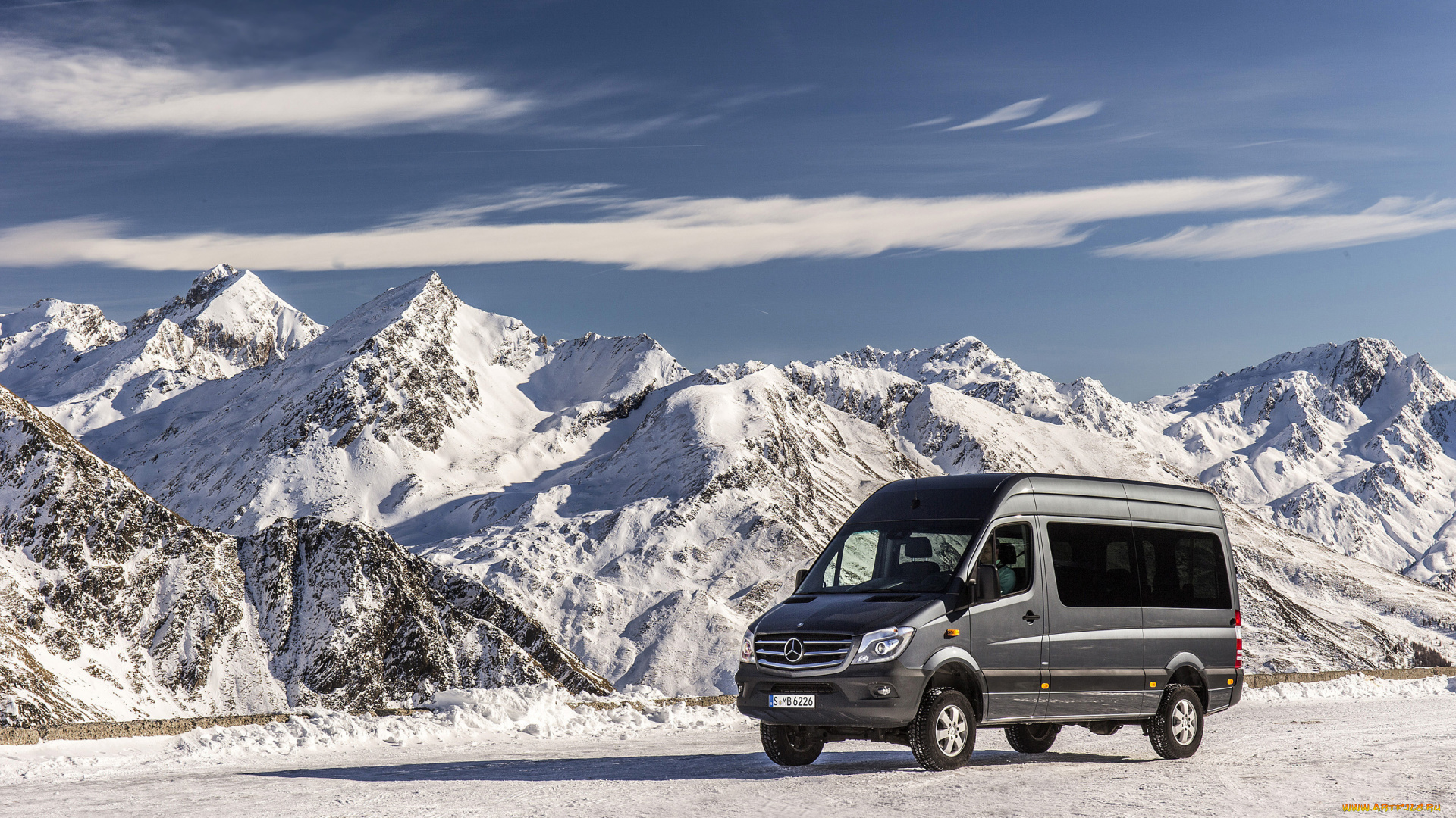 автомобили, mercedes-benz, 2014, sprinter, снег, горы