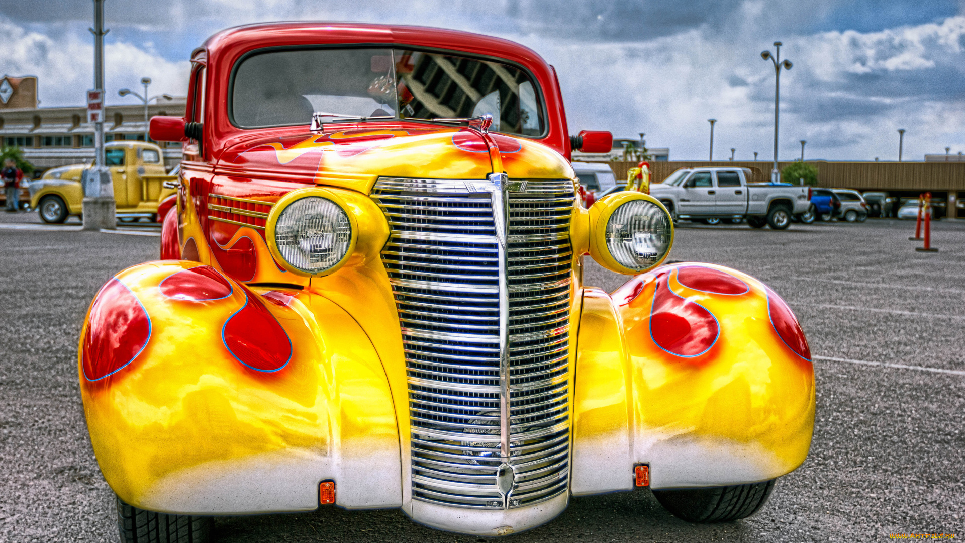 автомобили, выставки, и, уличные, фото, улица, желтый, красный