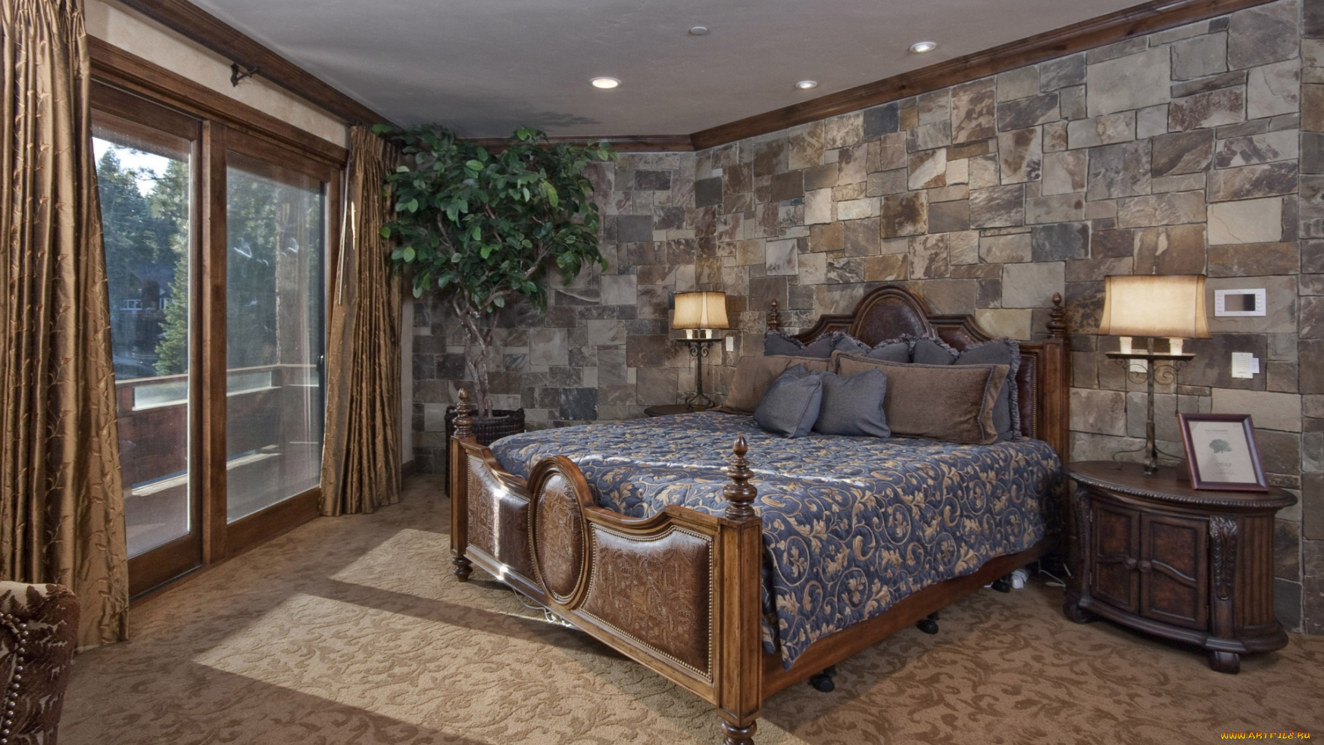 интерьер, спальня, окно, кровать