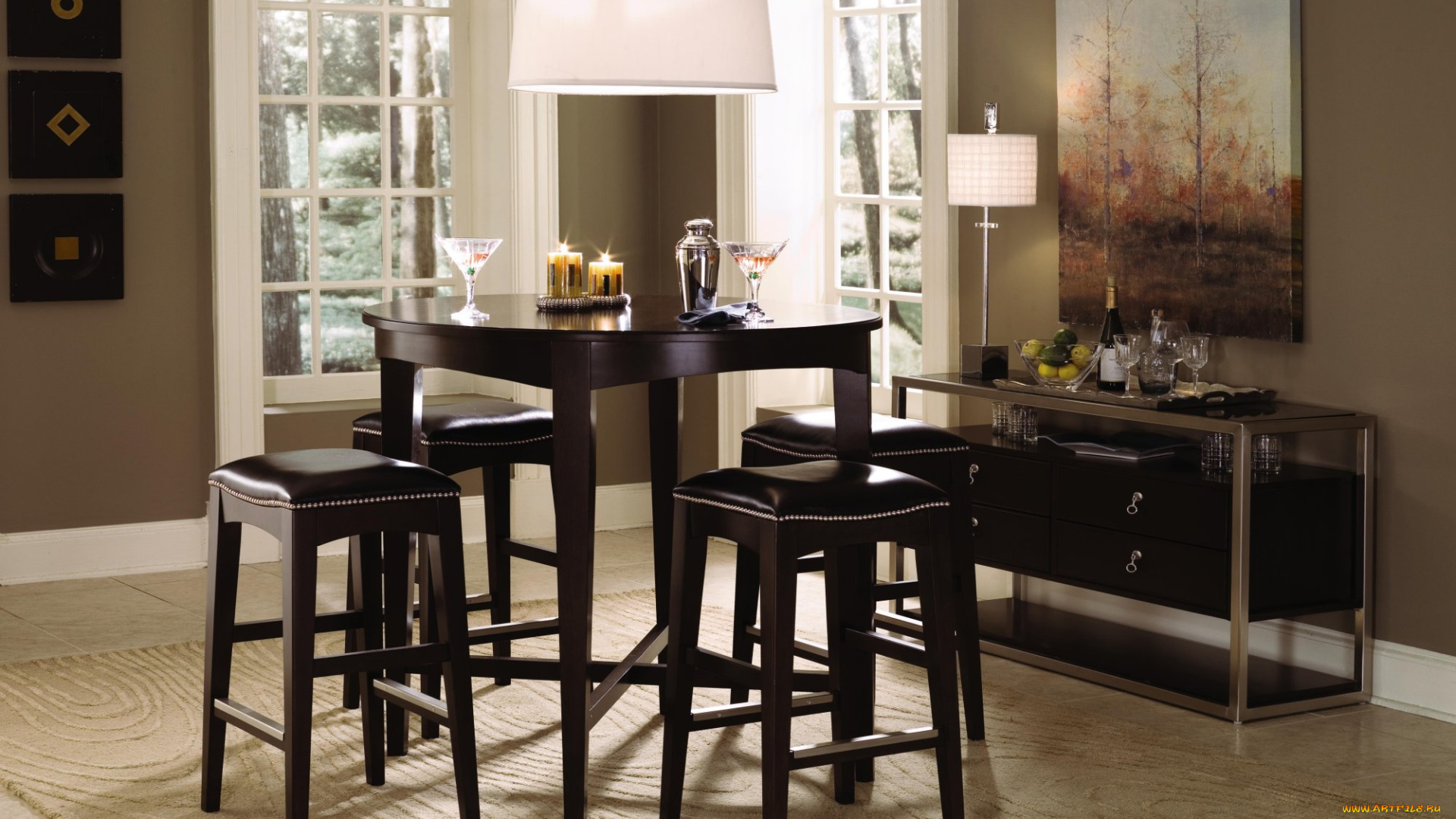 интерьер, столовая, стол, стулья, свечи
