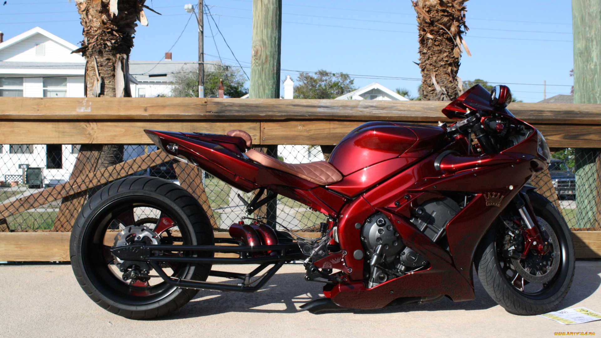 мотоциклы, customs, 2005, yamaha, r1, blood, money, красный