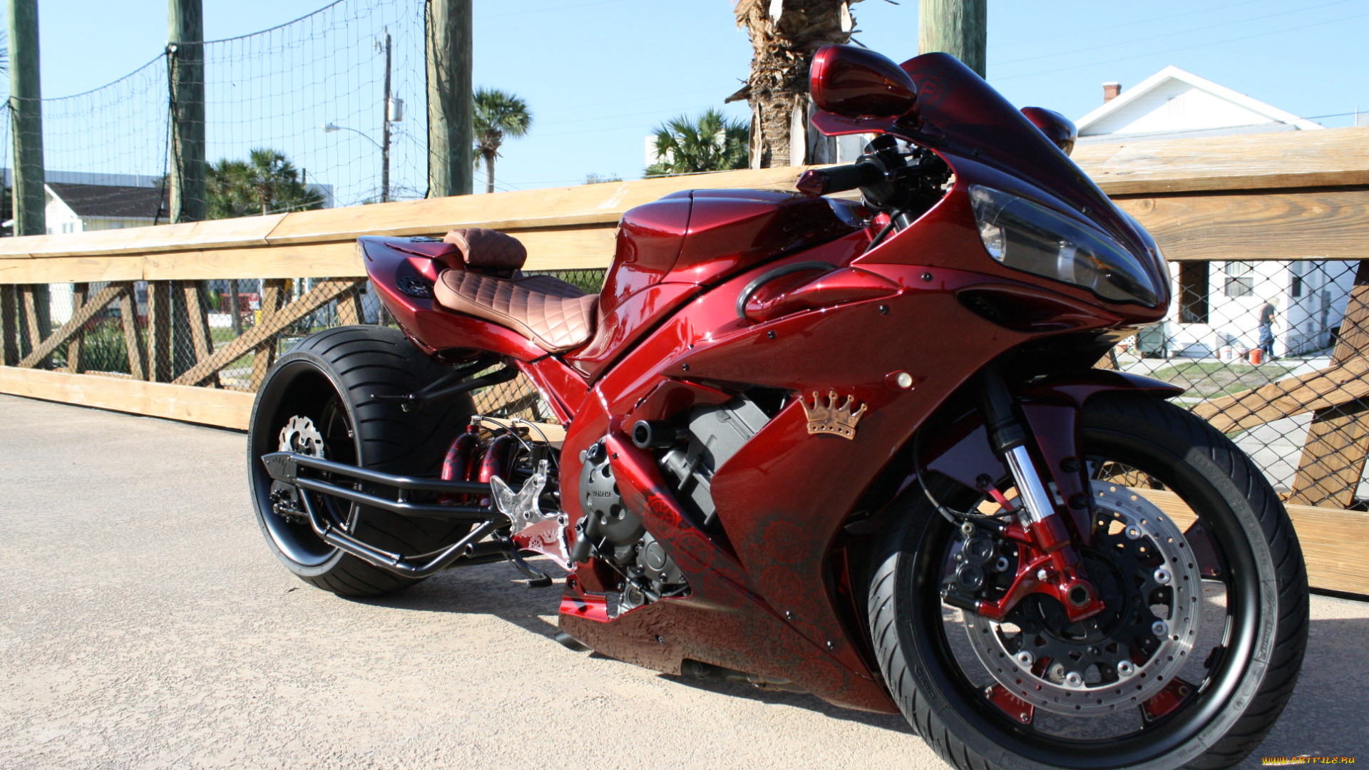 мотоциклы, customs, 2005, yamaha, r1, blood, money, красный