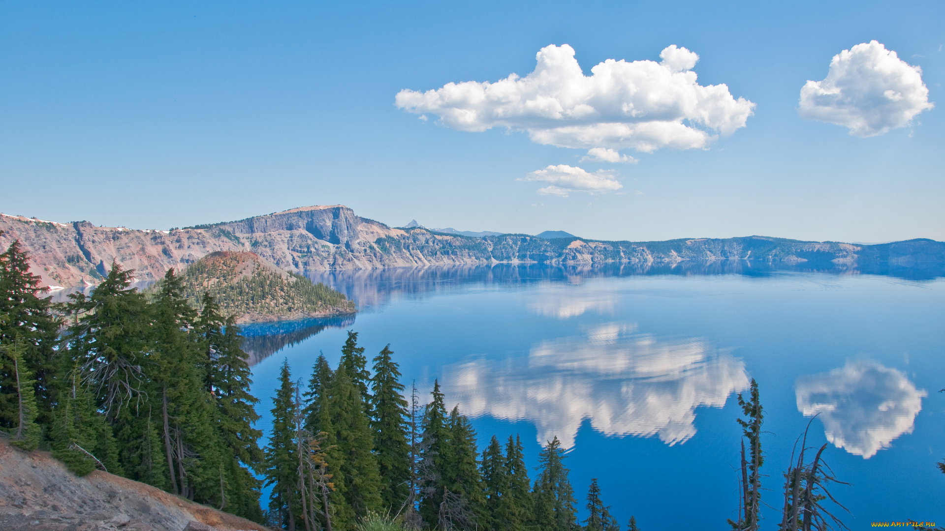 oregon, природа, реки, озера, небо, облака, озеро, горы, деревья, лес