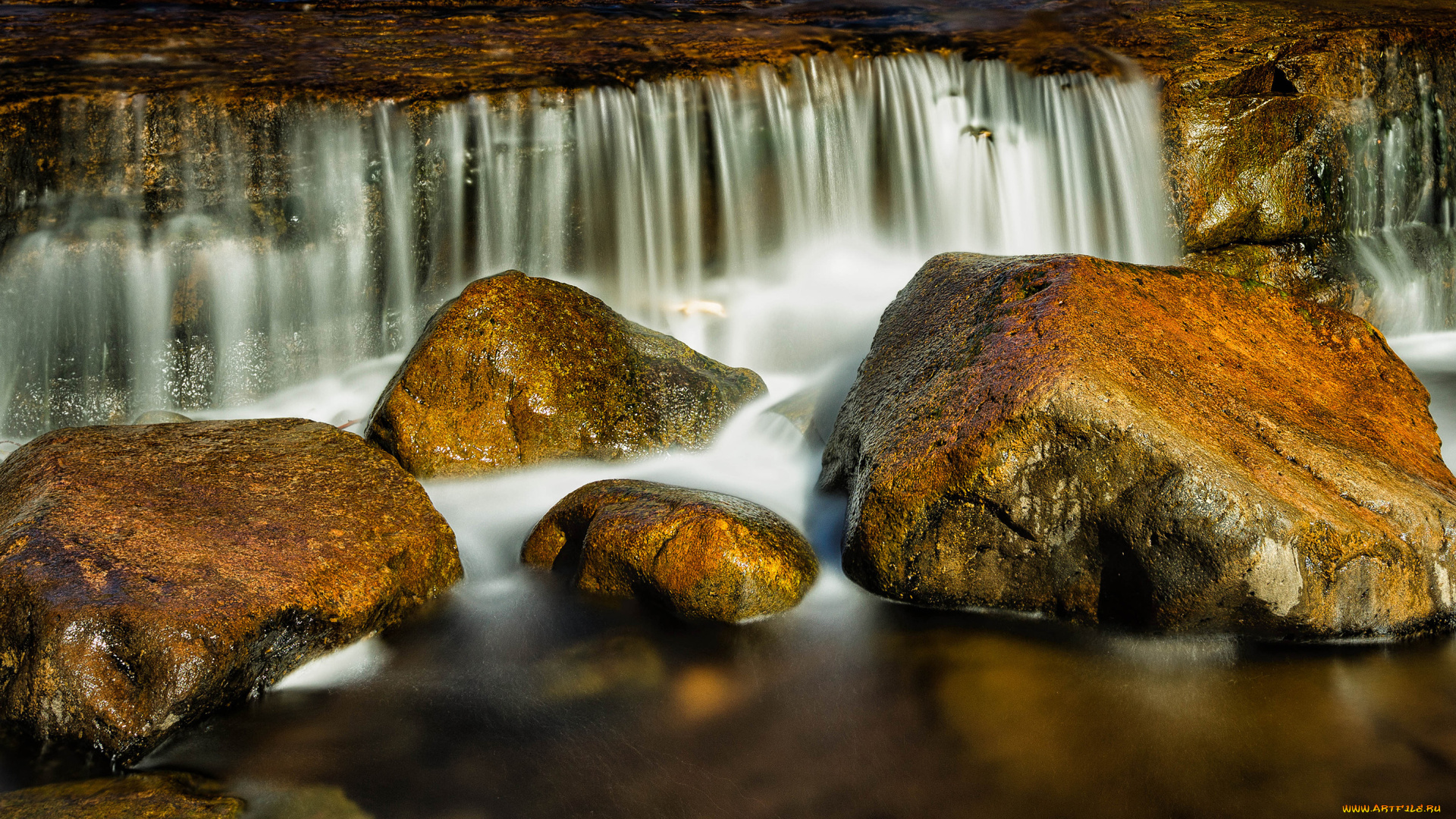 природа, водопады, камни, вода