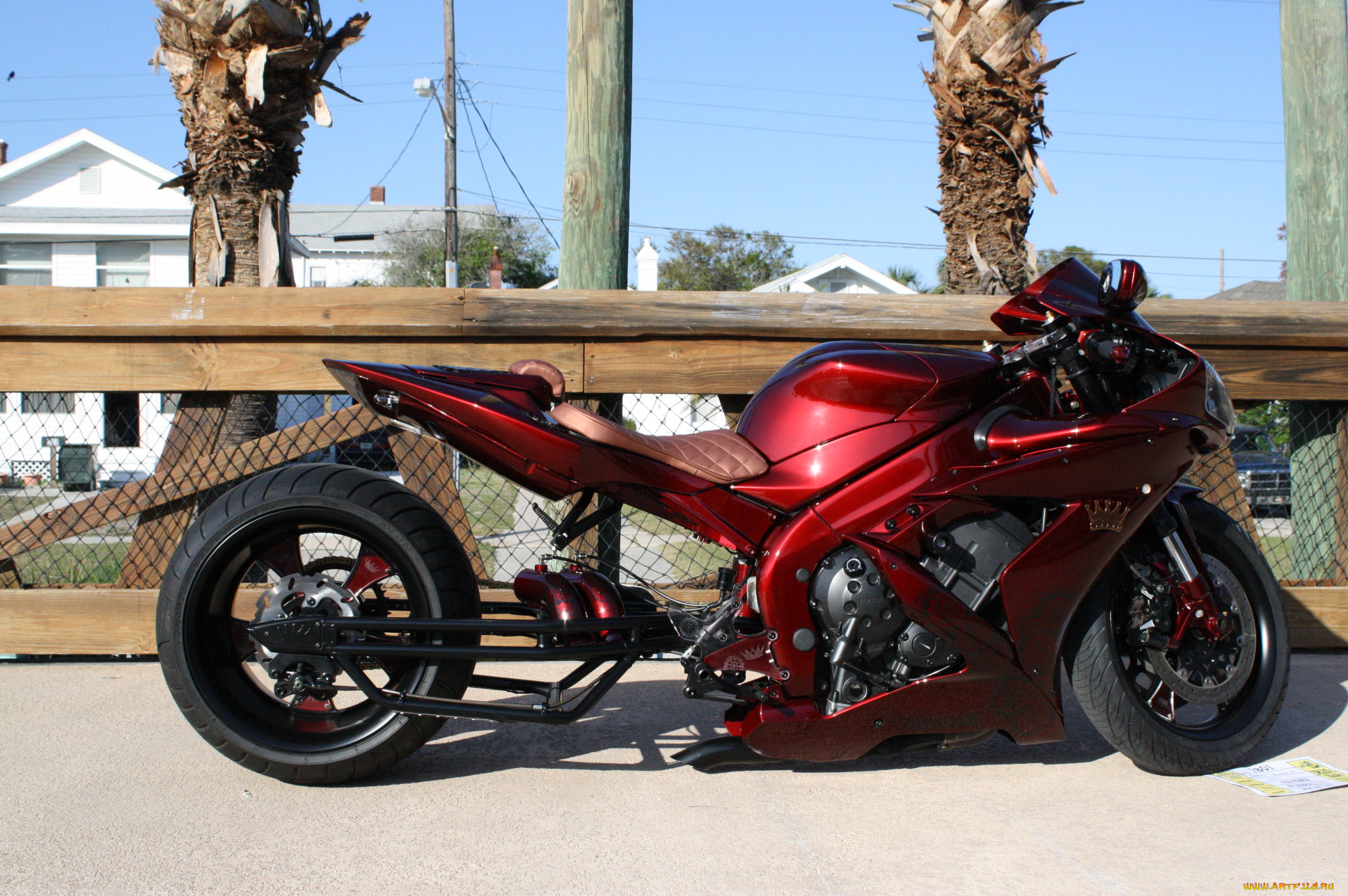 мотоциклы, customs, 2005, yamaha, r1, blood, money, красный