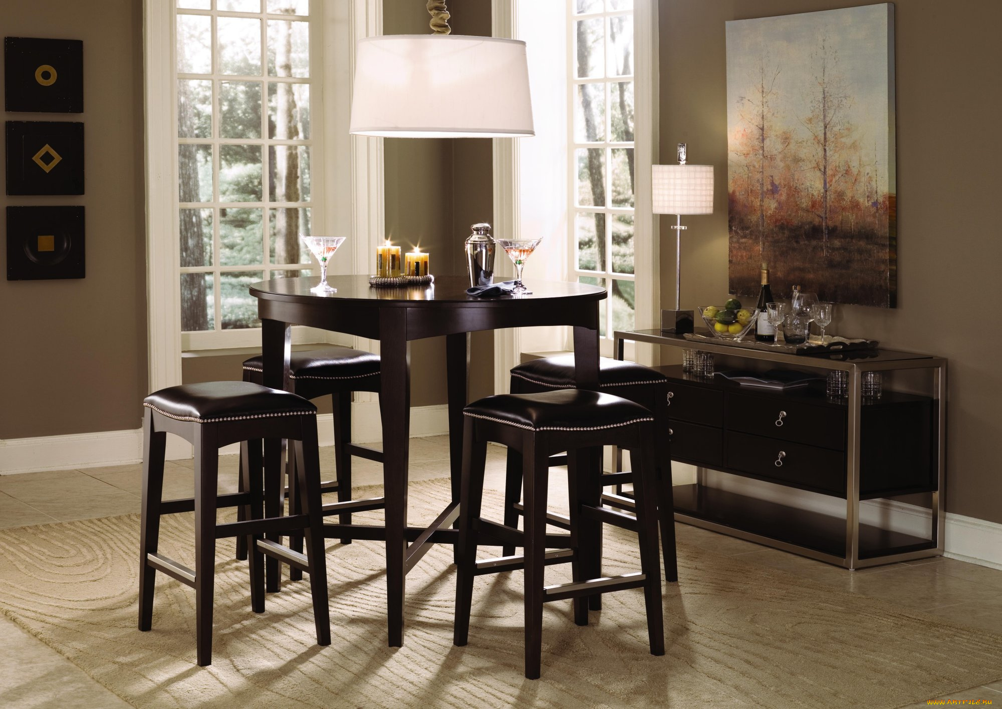 интерьер, столовая, стол, стулья, свечи