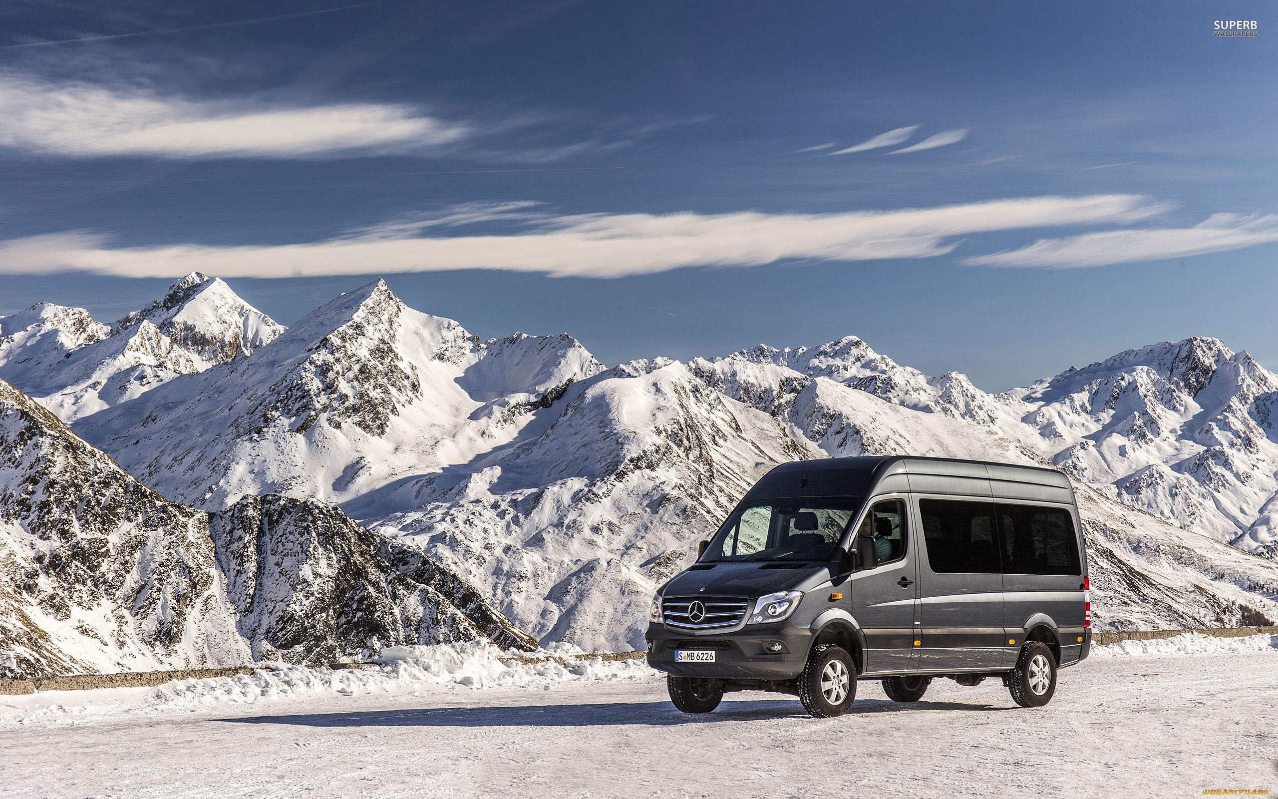 автомобили, mercedes-benz, 2014, sprinter, снег, горы