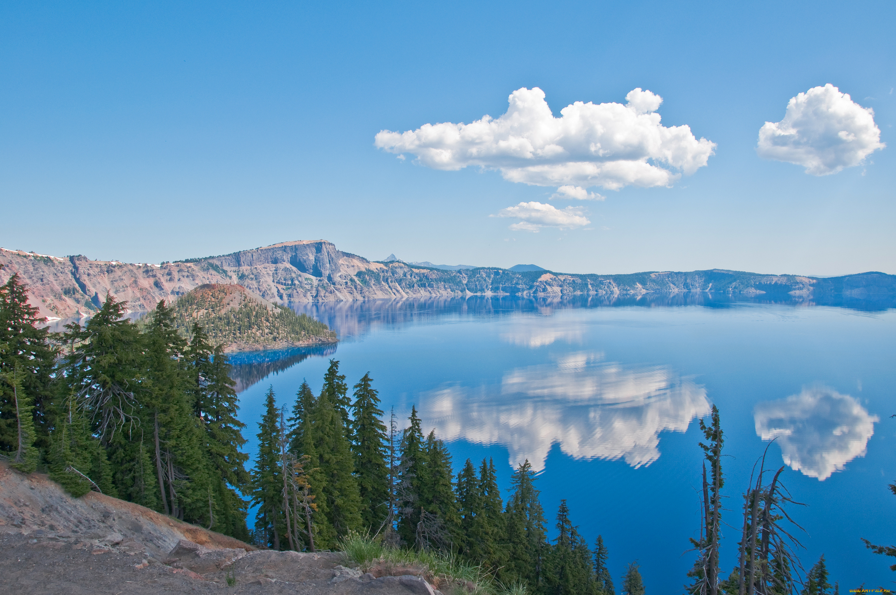 oregon, природа, реки, озера, небо, облака, озеро, горы, деревья, лес