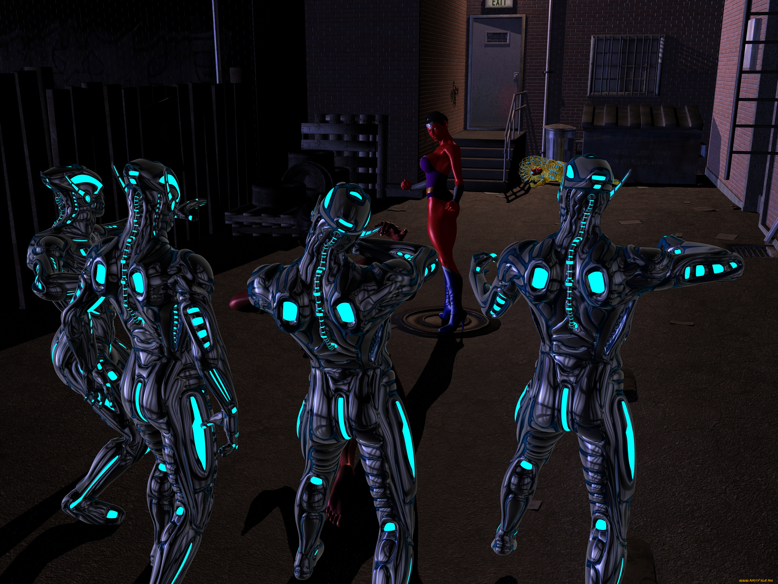 3д, графика, creatures, , существа, роботы, супермен