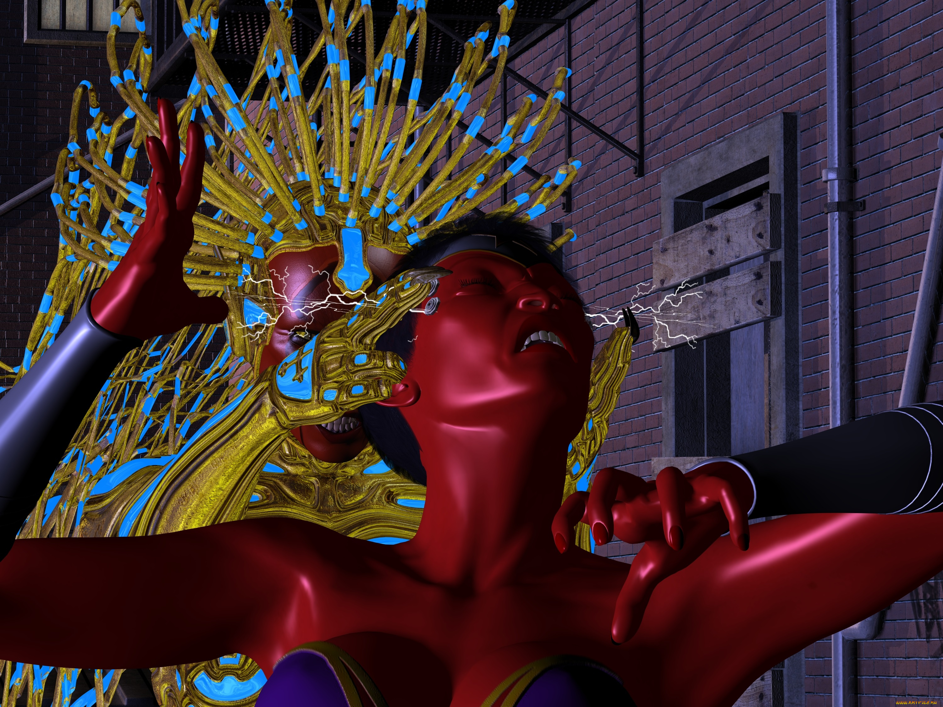 3д, графика, creatures, , существа, существо, драка, супермен