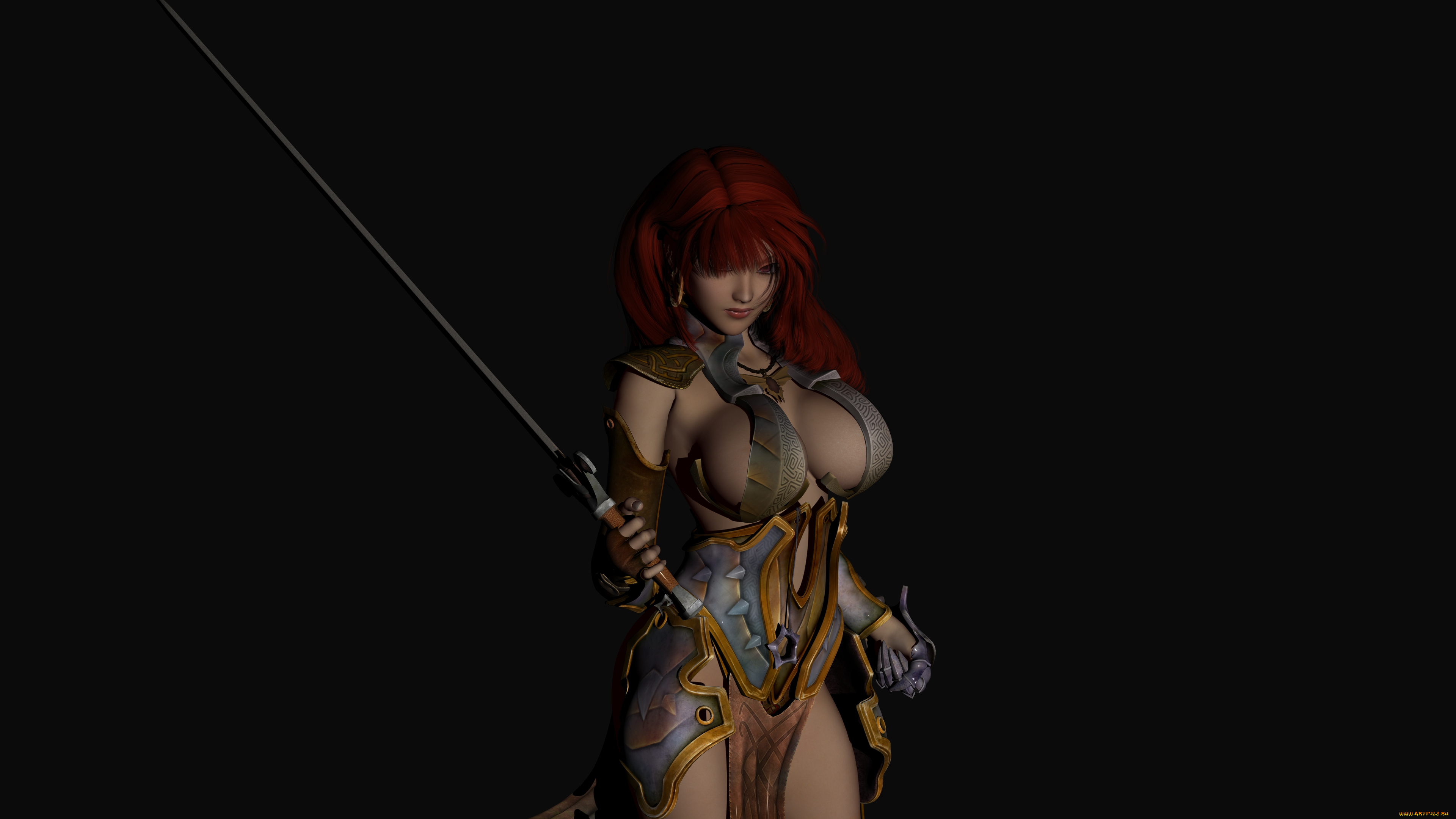3д, графика, amazon, , амазонки, девушка, взгляд, меч
