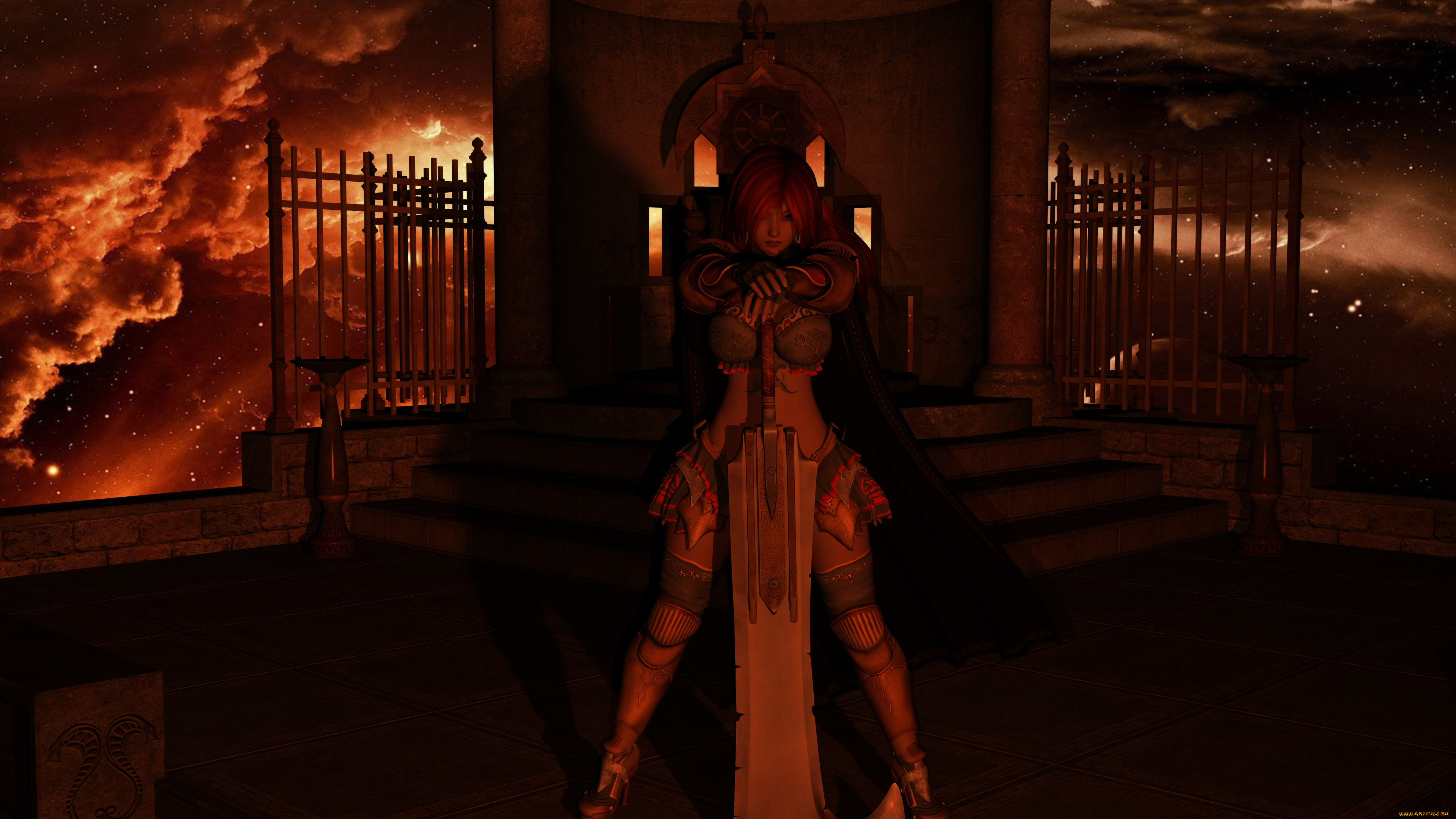 3д, графика, fantasy, , фантазия, девушка, меч