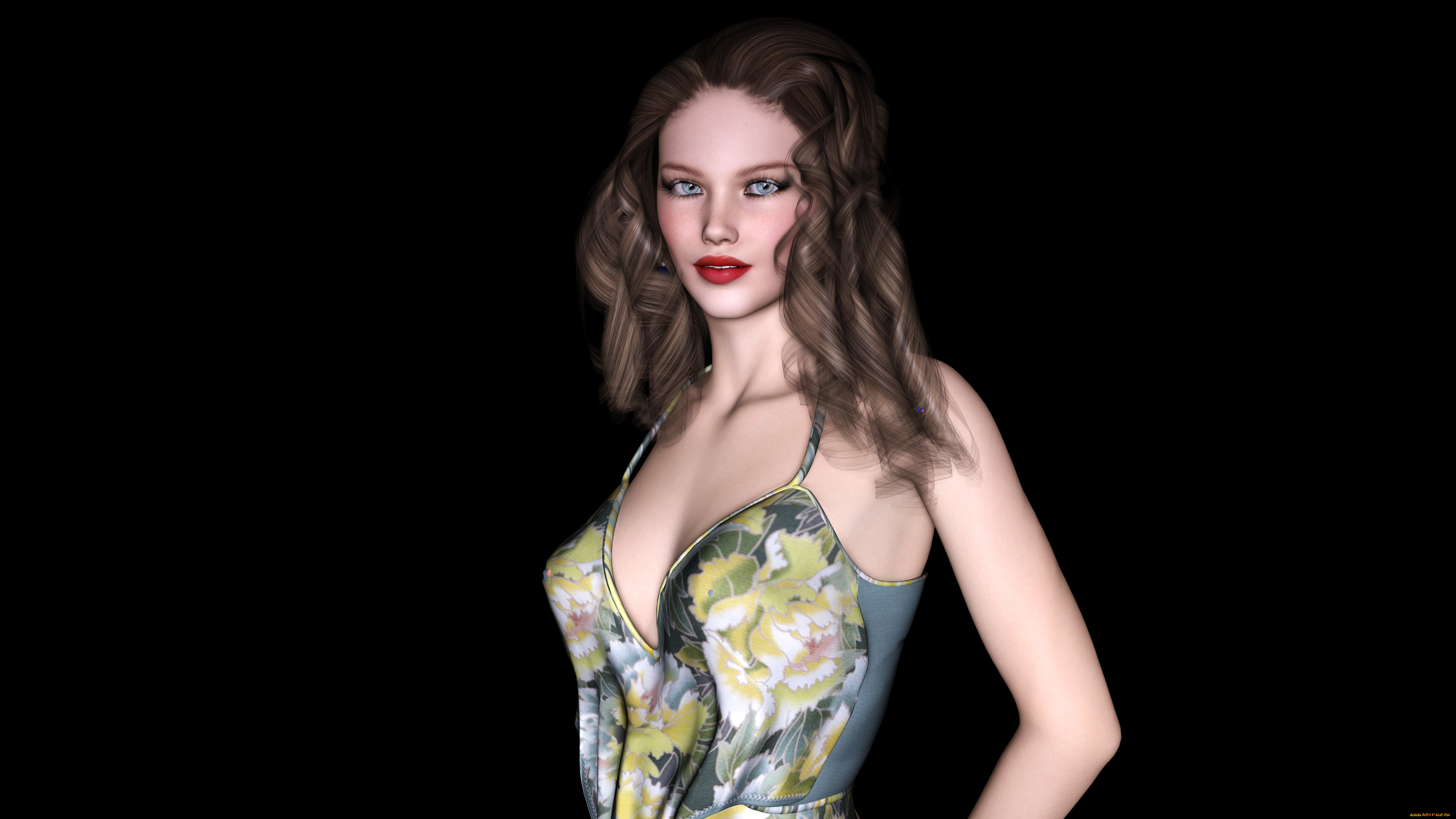 3д, графика, people, , люди, девушка, фон, взгляд